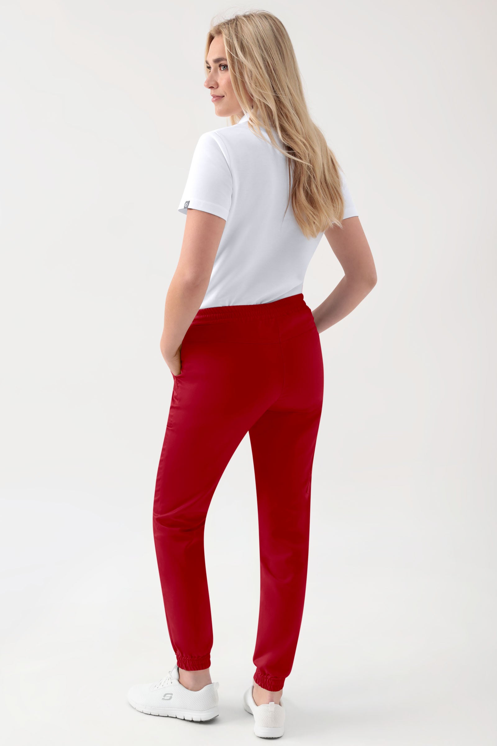 GREEN Stretch Hose Damen - Jogpants Style rot, Rückansicht