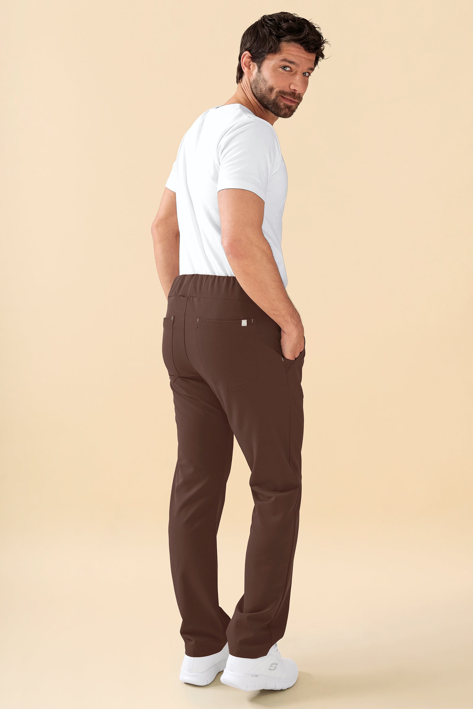 KAERE Hose Herren - gerader Saum Kurzgr. ohne Beintaschen coffee