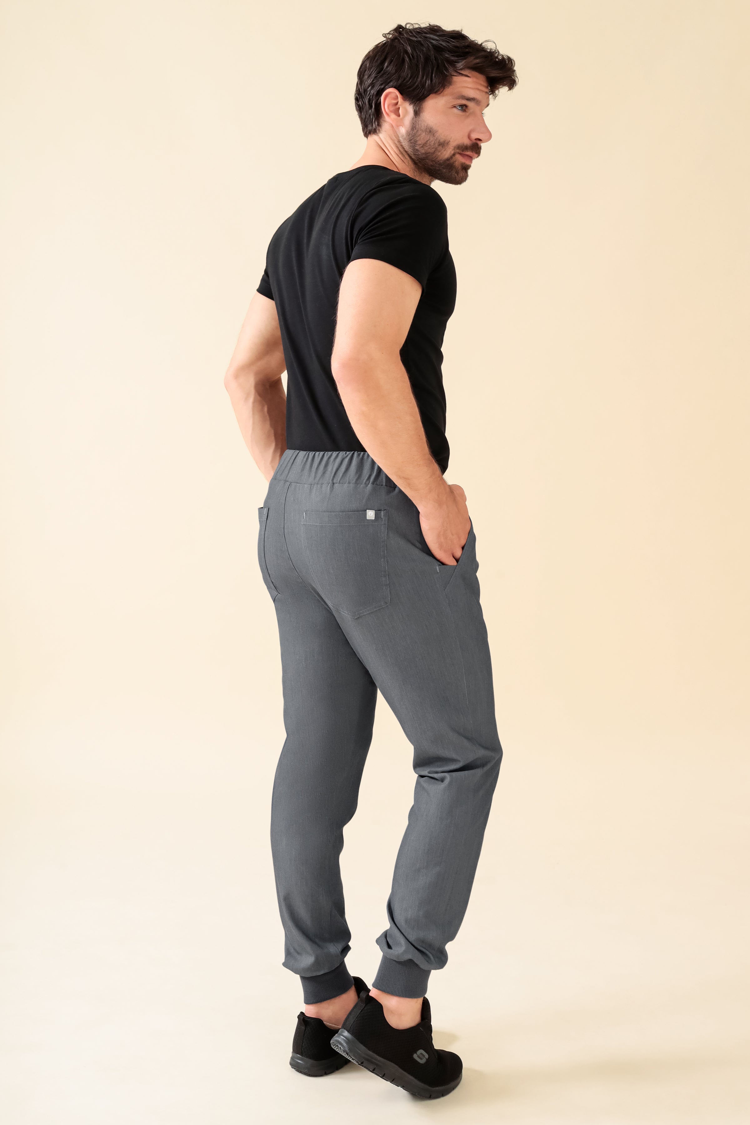 KAERE Hose Herren - Saumbündchen Kurzgr. ohne Beintaschen grau melange