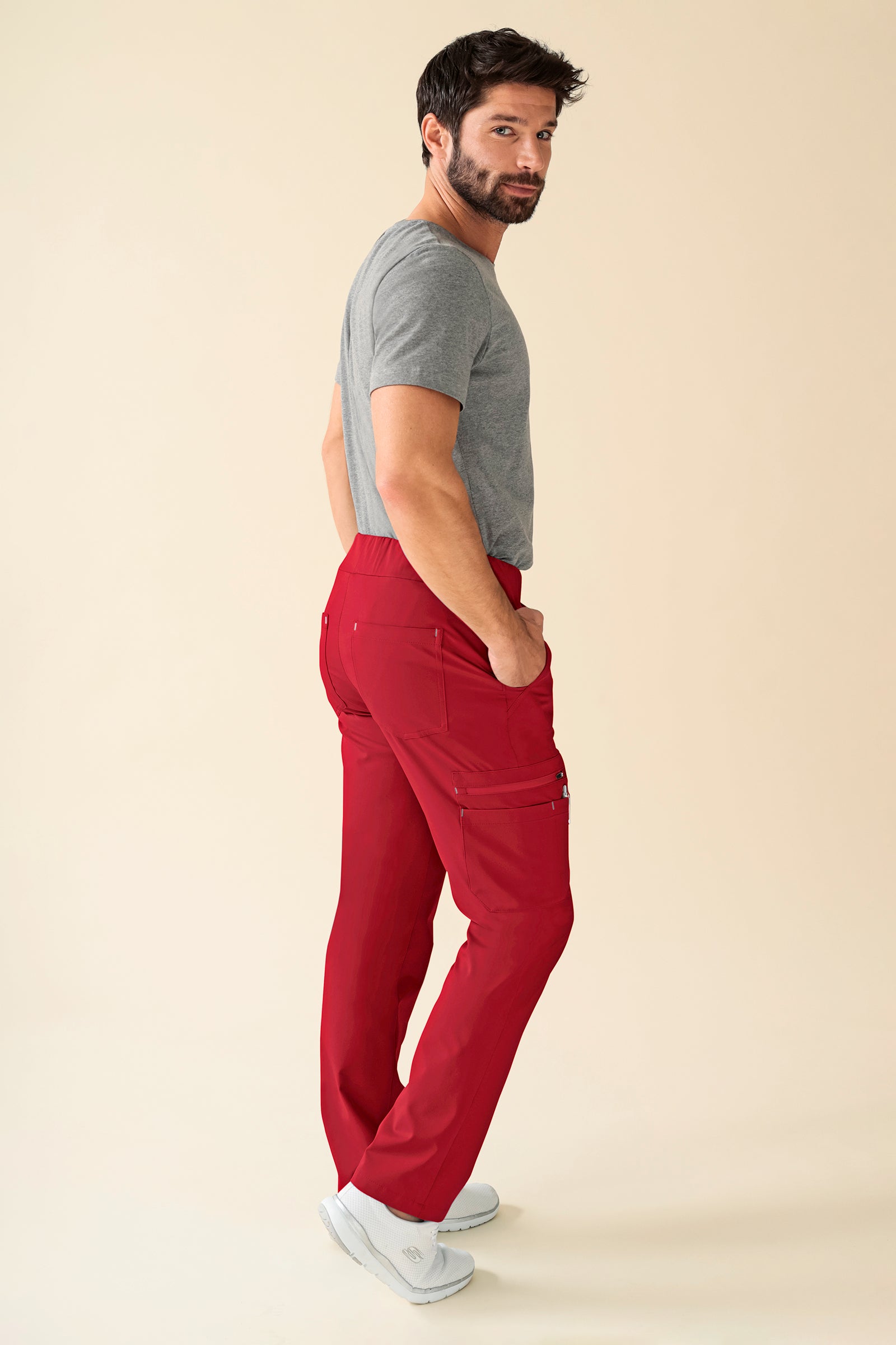 KAERE Hose Herren - gerader Saum Kurzgr. mit Beintaschen rot