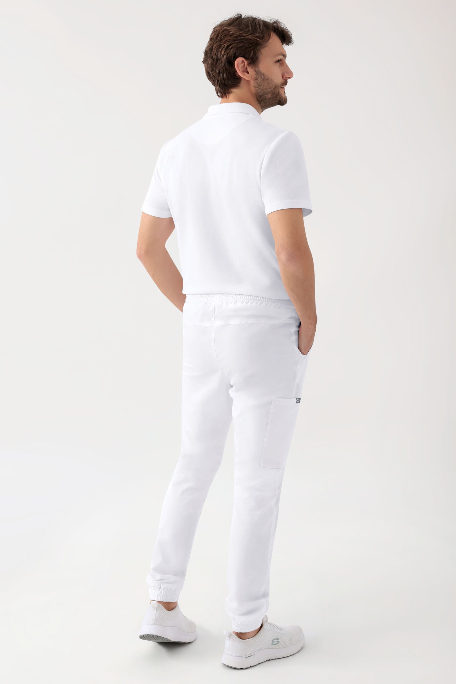 GREEN Stretch Hose Herren - Jogpants Style weiß, Rückansicht