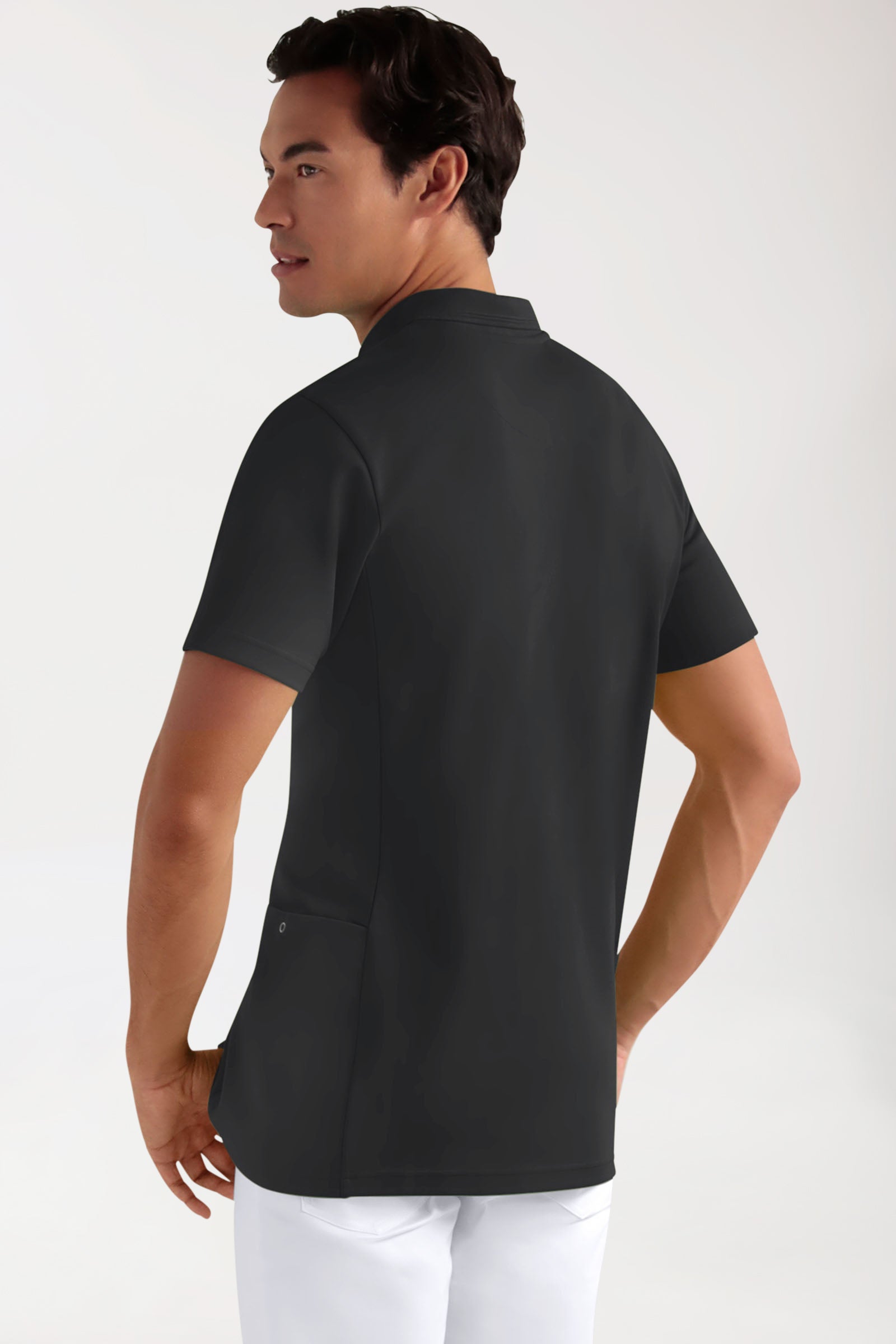 COMFY FLEX Stretch Schlupfkasack Herren - Polokragen schwarz, Rückansicht