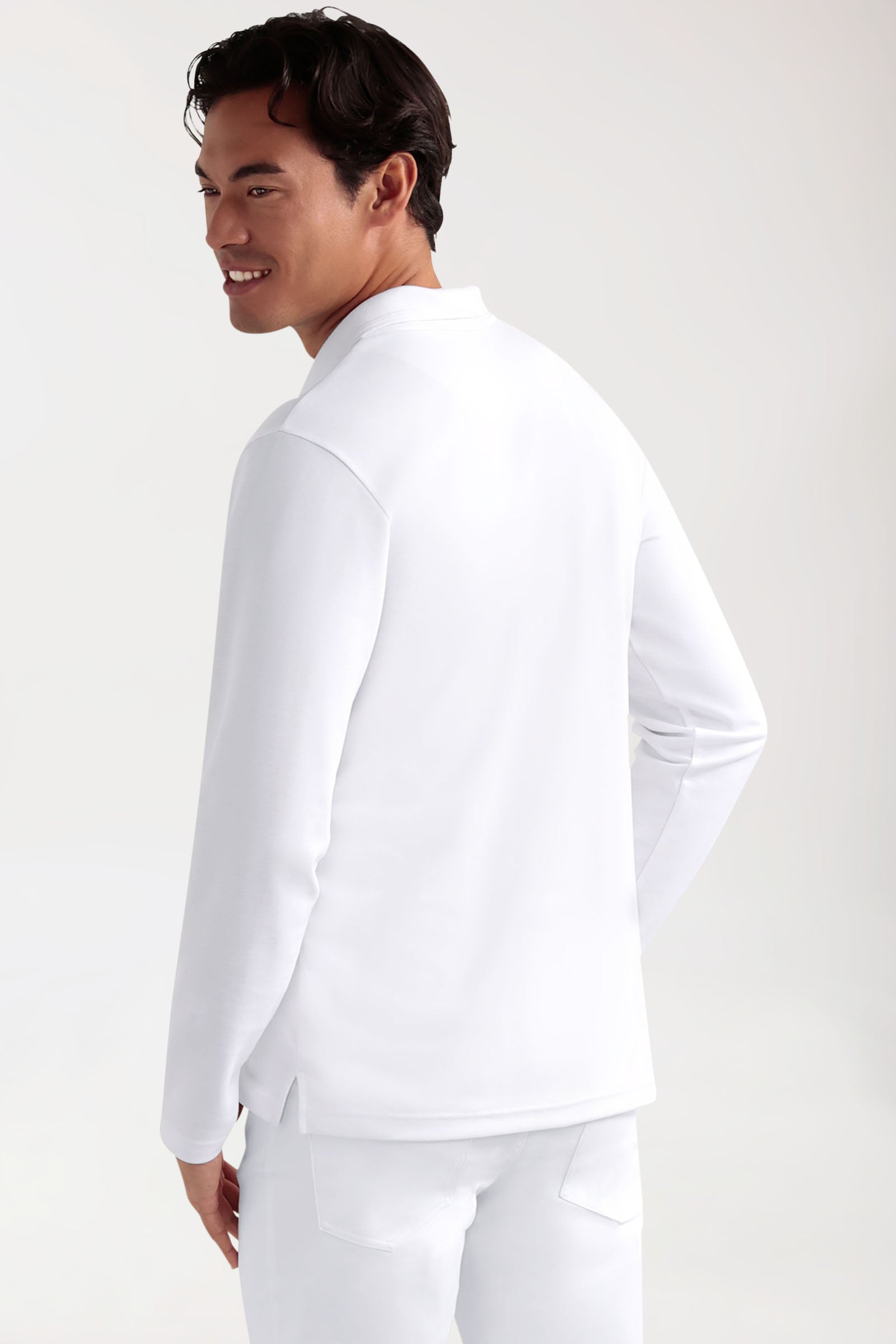 COMFY FLEX Stretch Longsleeve Herren - Polokragen weiß