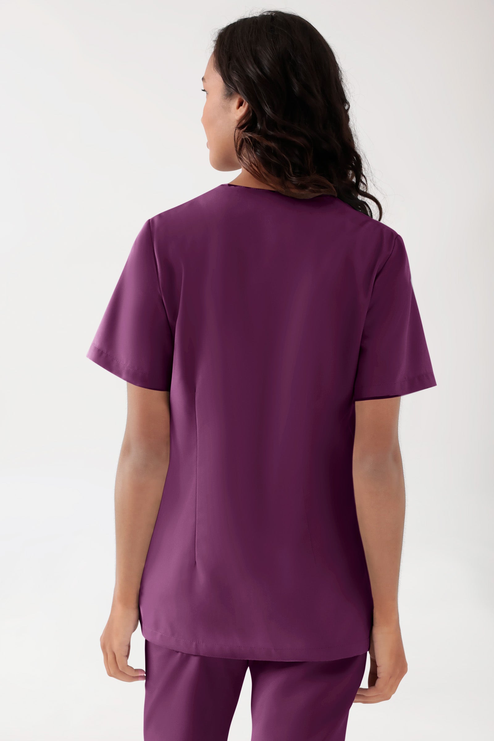 TENCEL™ Schlupfkasack Damen - V-Ausschnitt black berry, Rückansicht