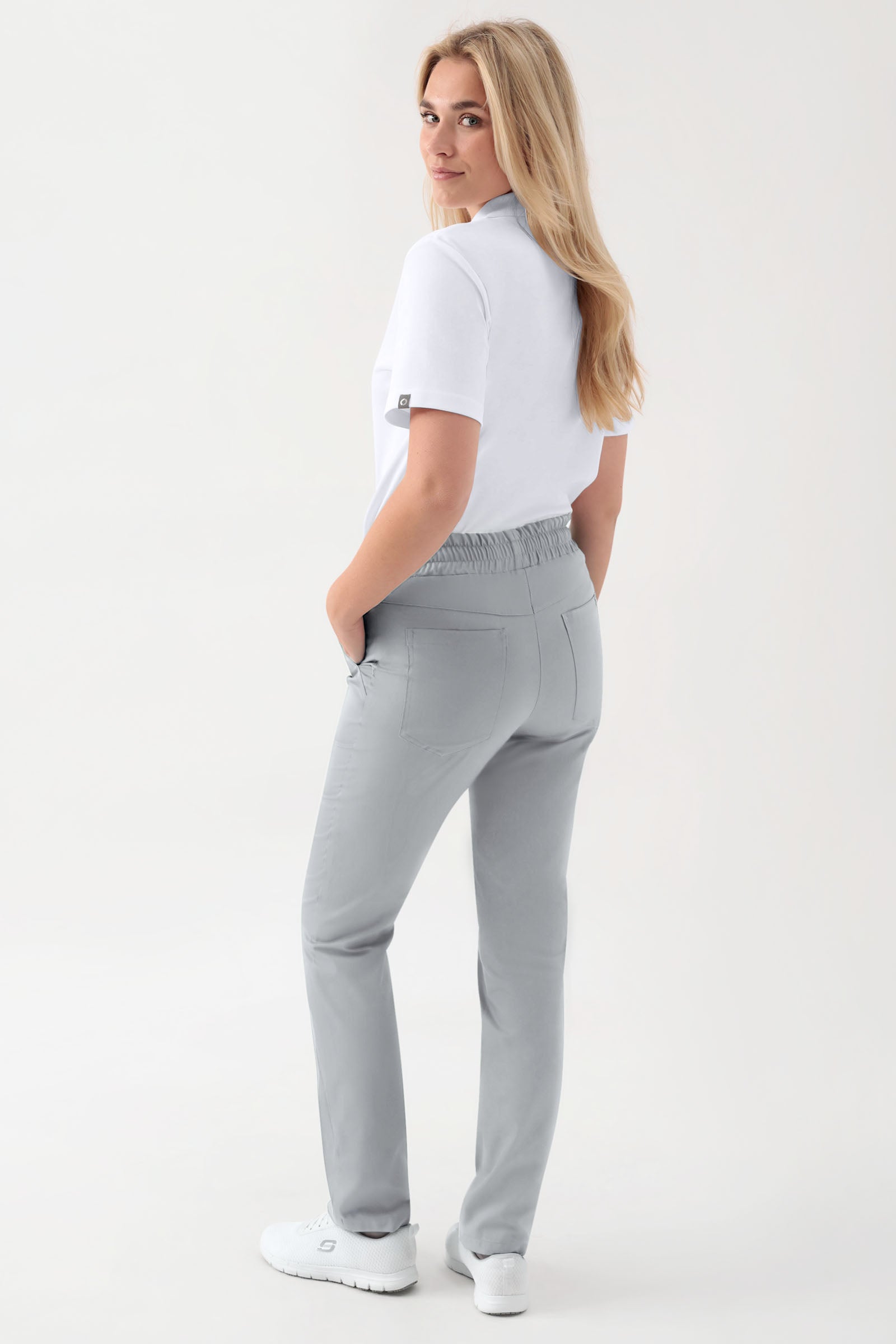 GREEN Stretch Hose Unisex - Rundumgummibund perlgrau