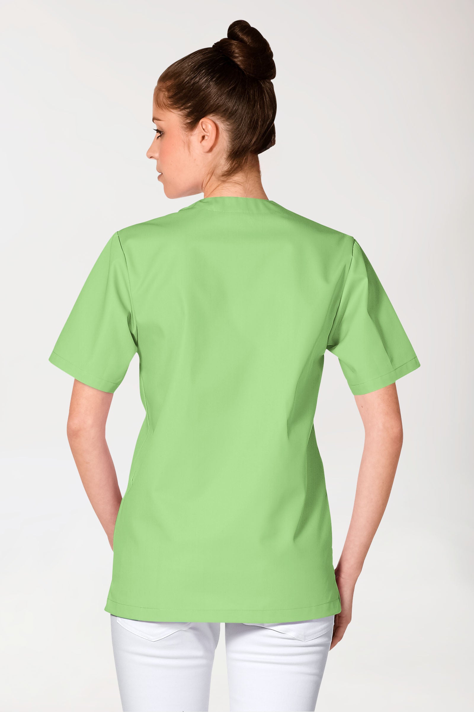 JUST STRONG Schlupfkasack Unisex - V-Ausschnitt apfelgrün, Rückansicht