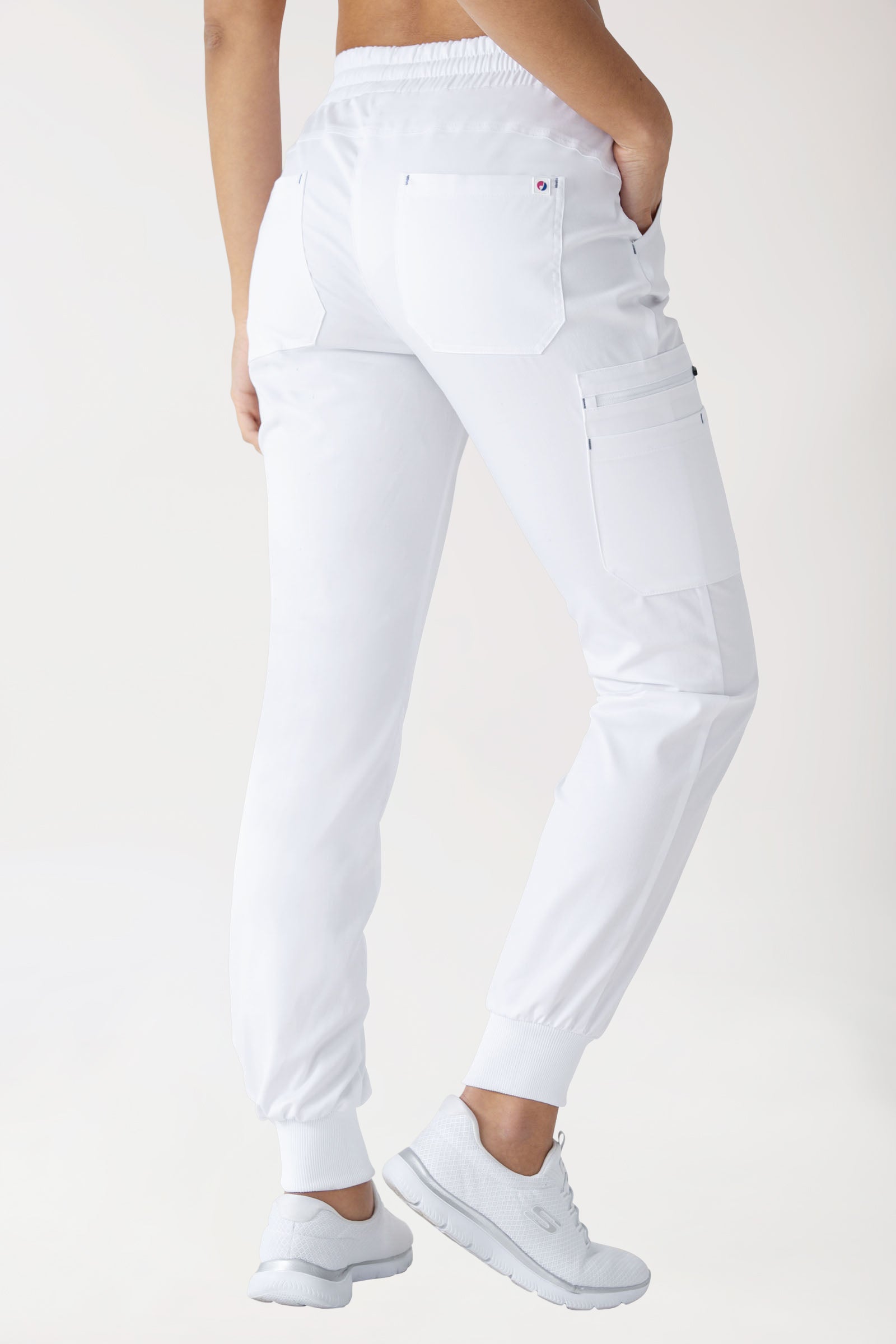 CLINIC STRETCH Hose Damen - Strickbund weiß/grau