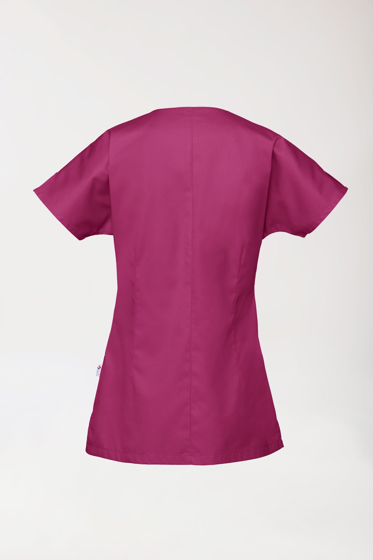 Beauty Kasack Damen - asymmetrische Druckknopfleiste berry, Rückansicht