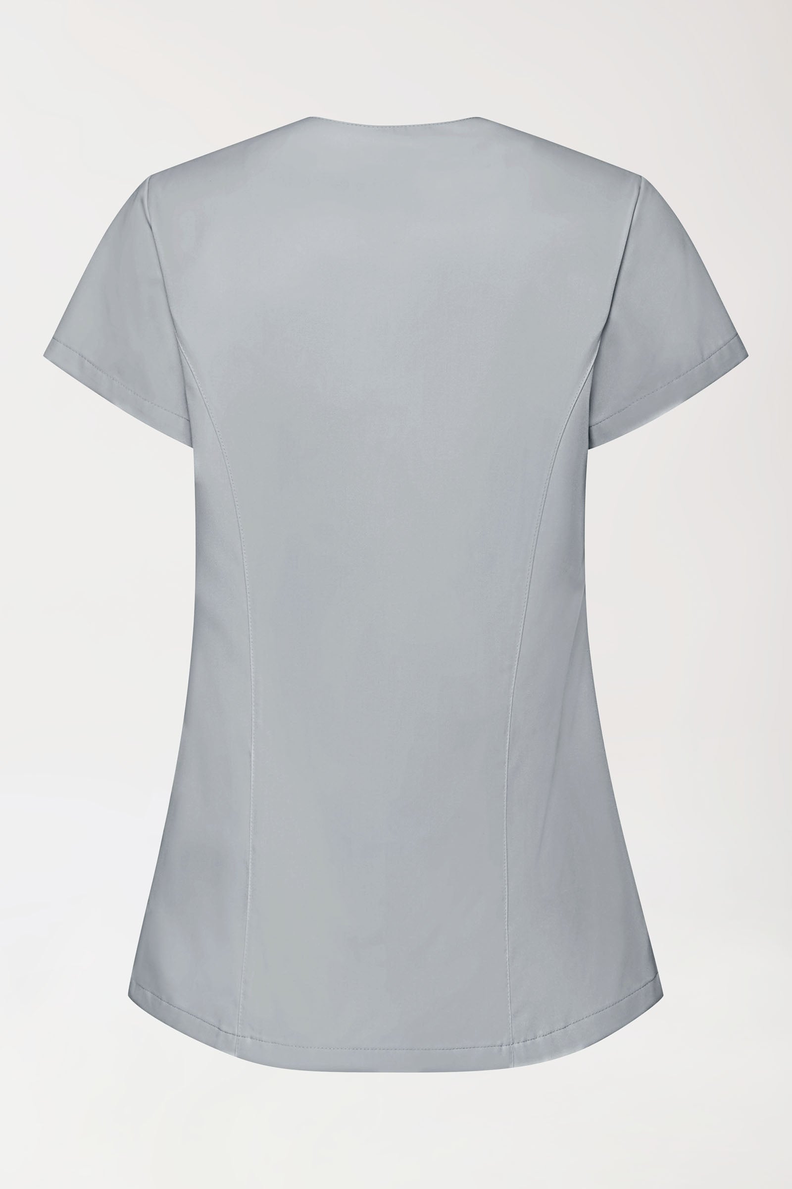 GREEN Stretch Kasack Damen - asymmetrische Druckknopfleiste perlgrau