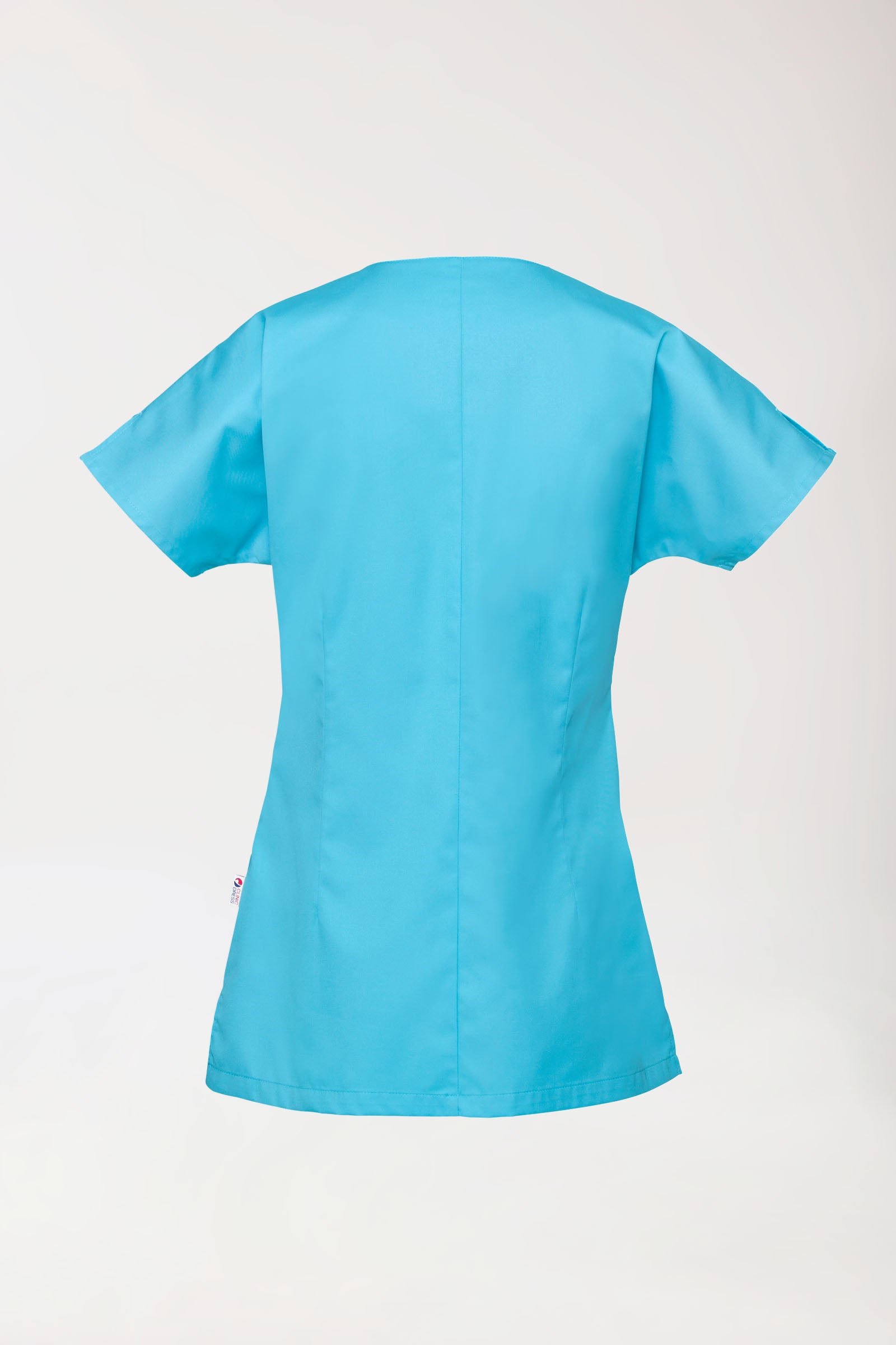 Beauty Kasack Damen - asymmetrische Druckknopfleiste türkis
