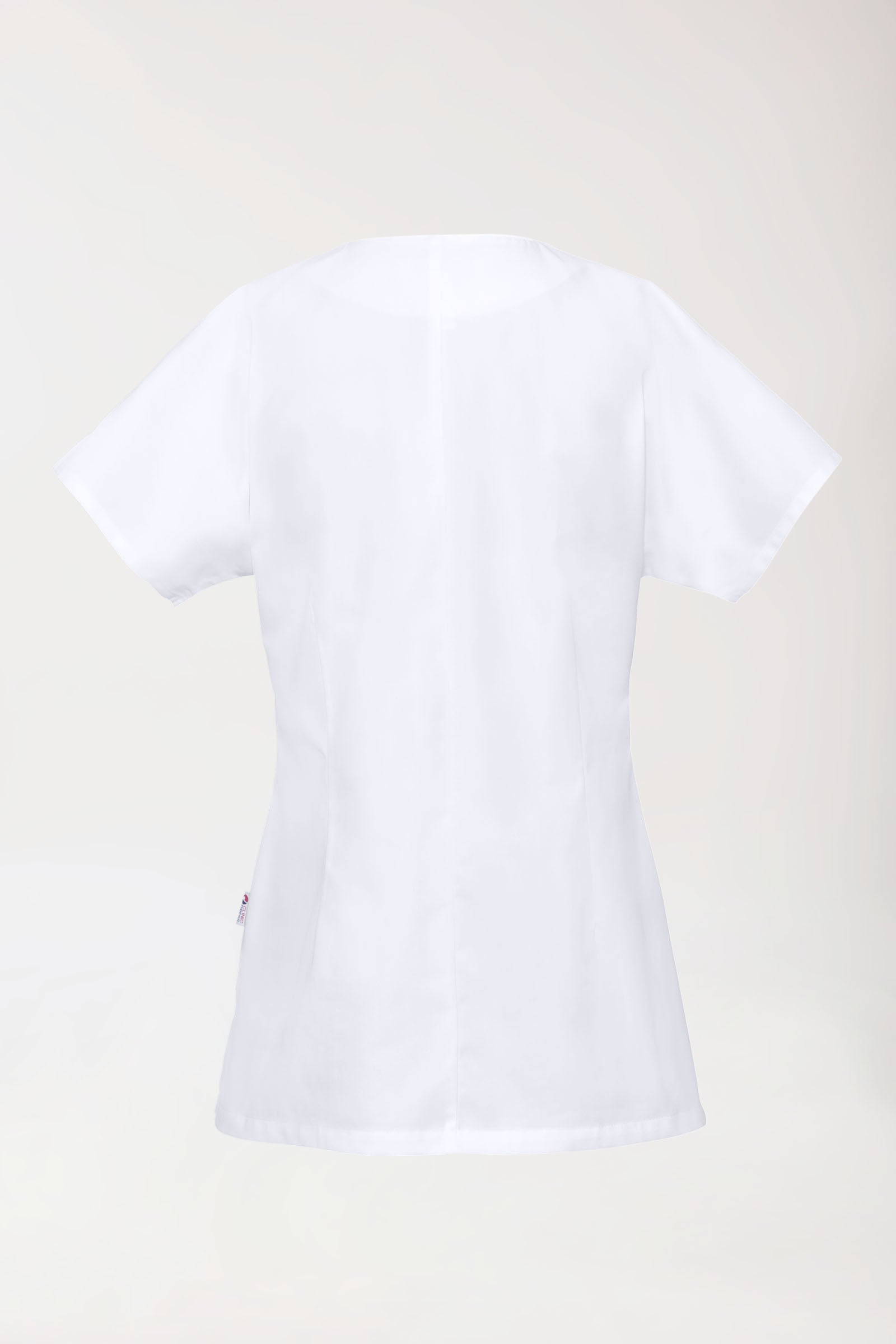 Beauty Kasack Damen - asymmetrische Druckknopfleiste weiß