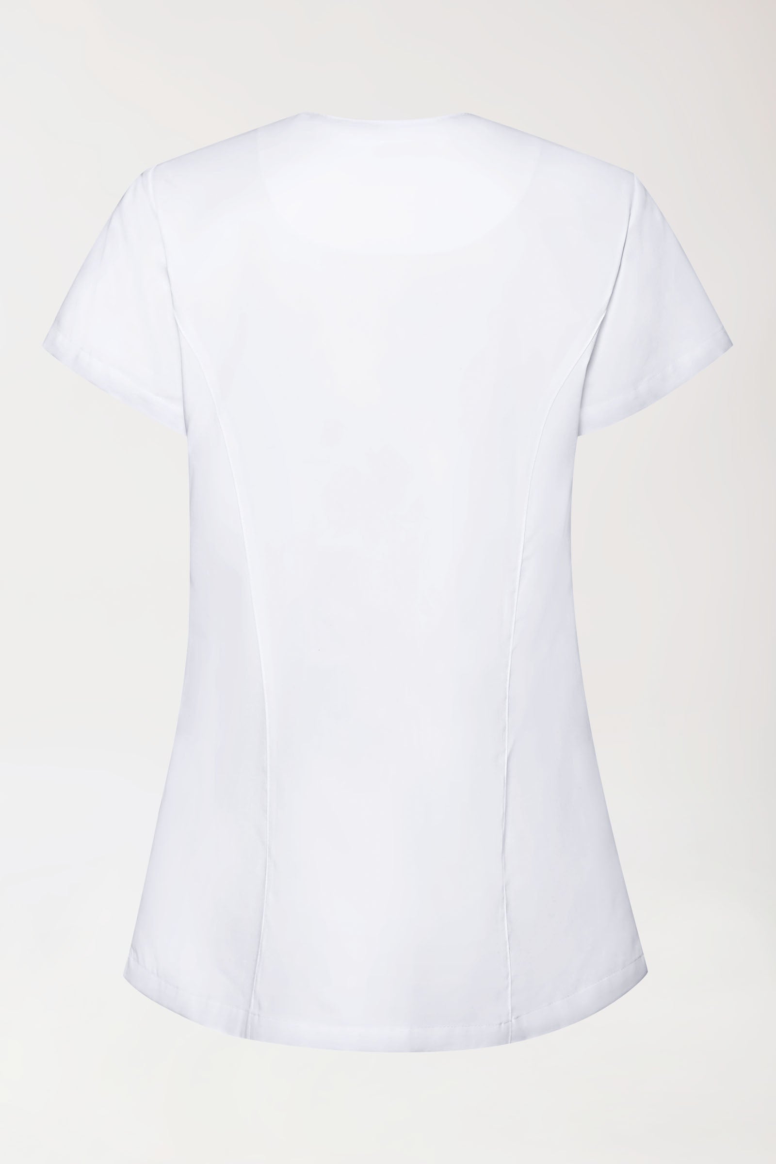 GREEN Stretch Kasack Damen - asymmetrische Druckknopfleiste weiß