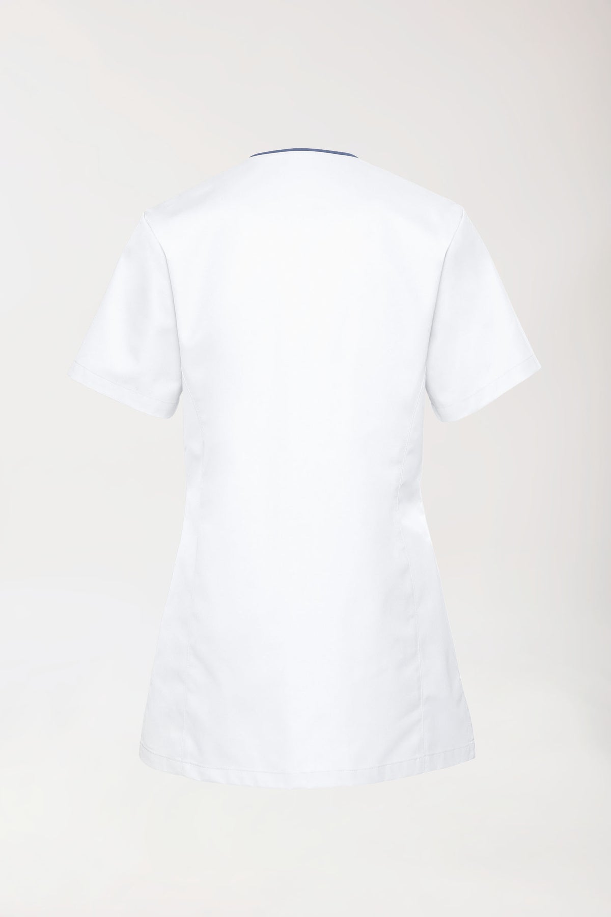 Beauty Kasack Damen - durchgeknöpft weiß/jeansblau