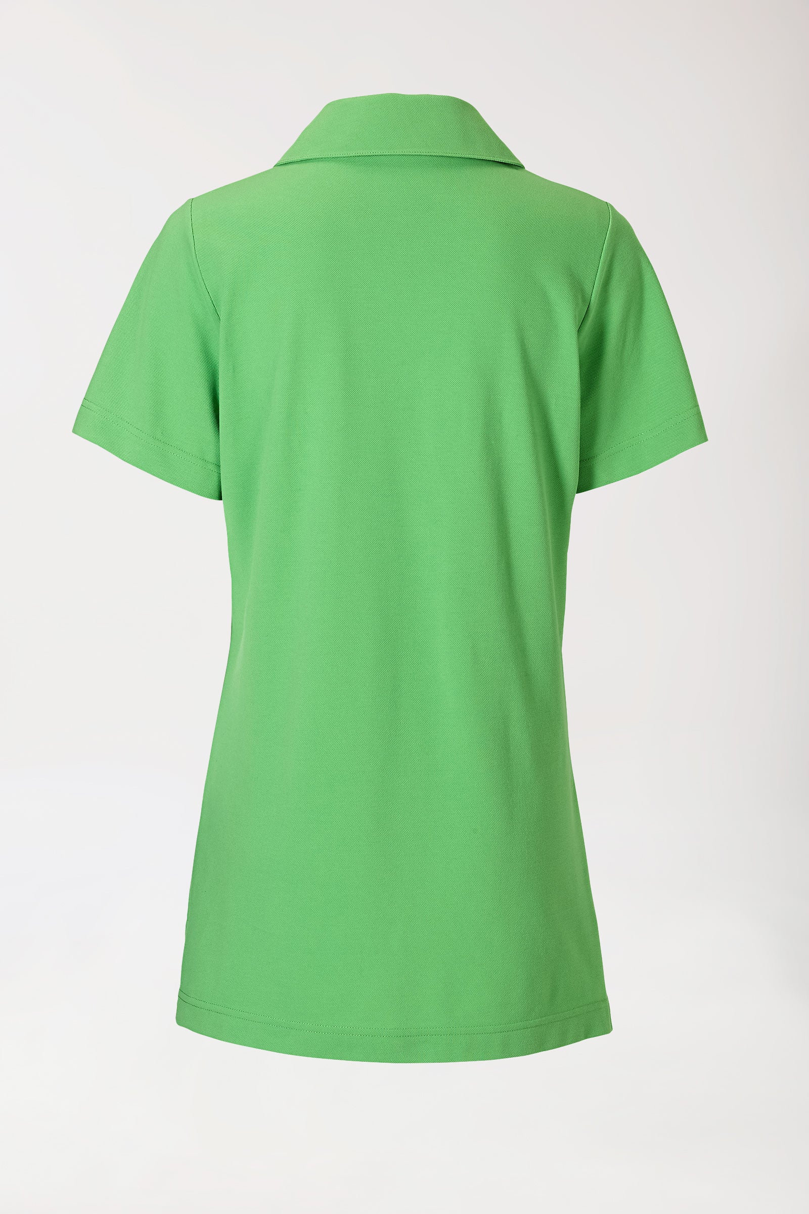 Piqué Longshirt Damen - mit Kragen apfelgrün, Rückansicht