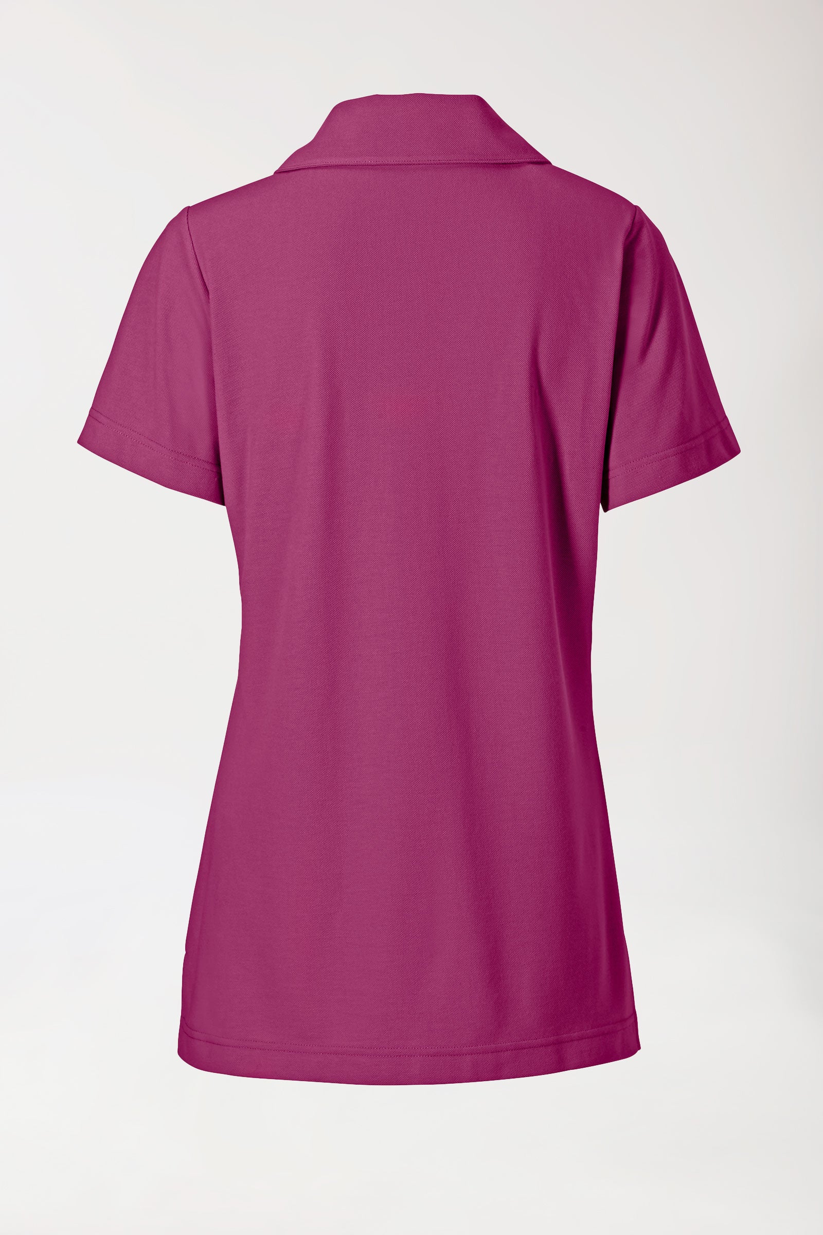 Piqué Longshirt Damen - mit Kragen berry, Rückansicht