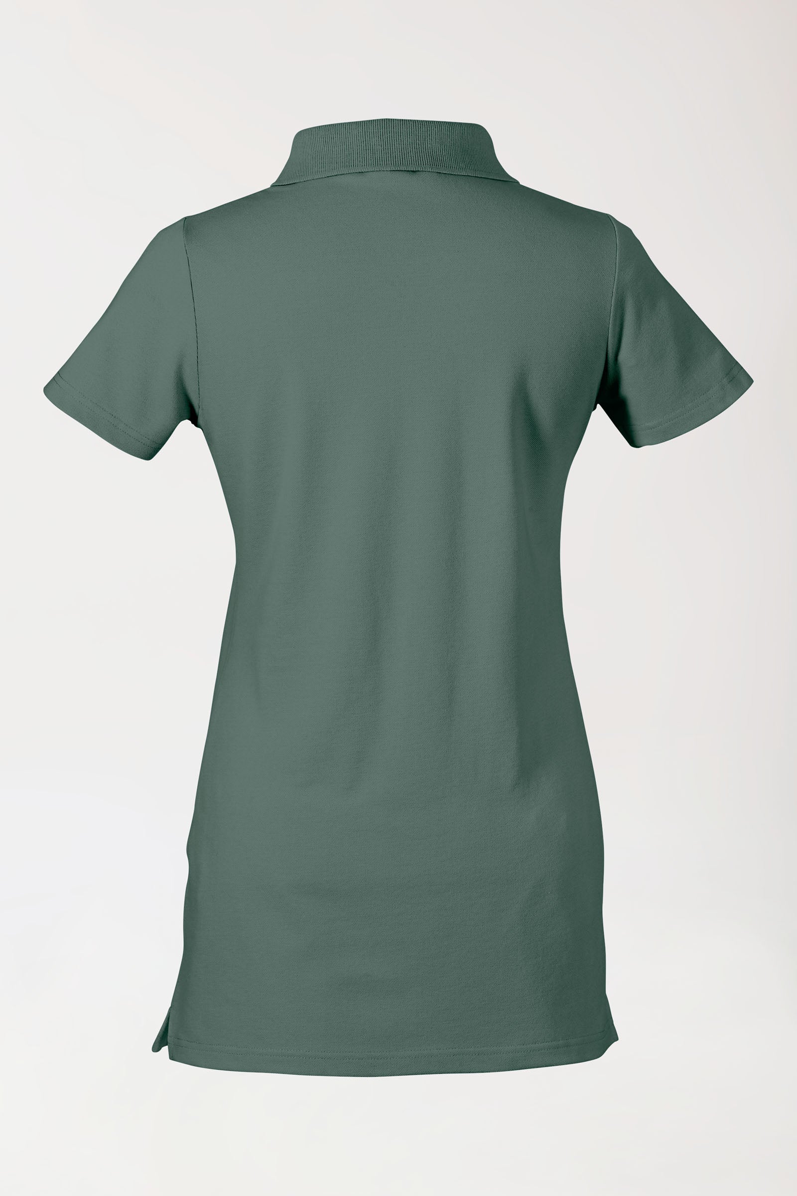 Stretch Longshirt Damen - Polokragen dunkelgrün, Rückansicht