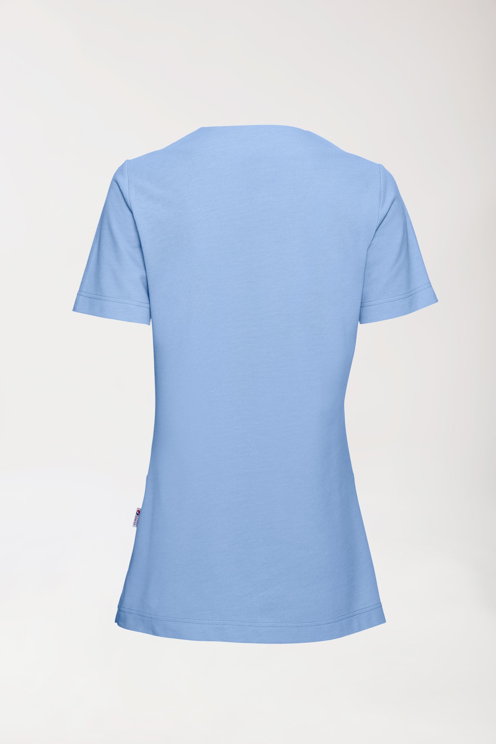 Piqué Longshirt Damen - V-Ausschnitt himmelblau