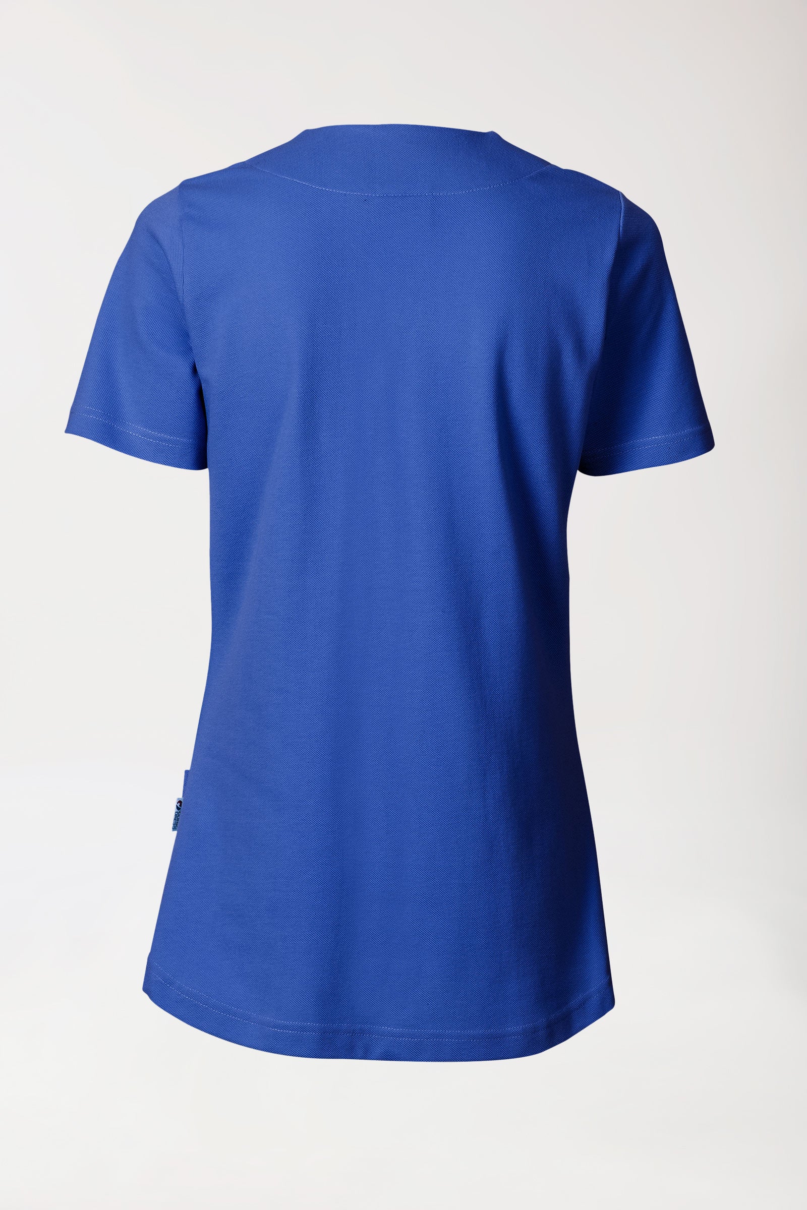 Piqué Longshirt Damen - diagonaler Ausschnitt königsblau, Rückansicht