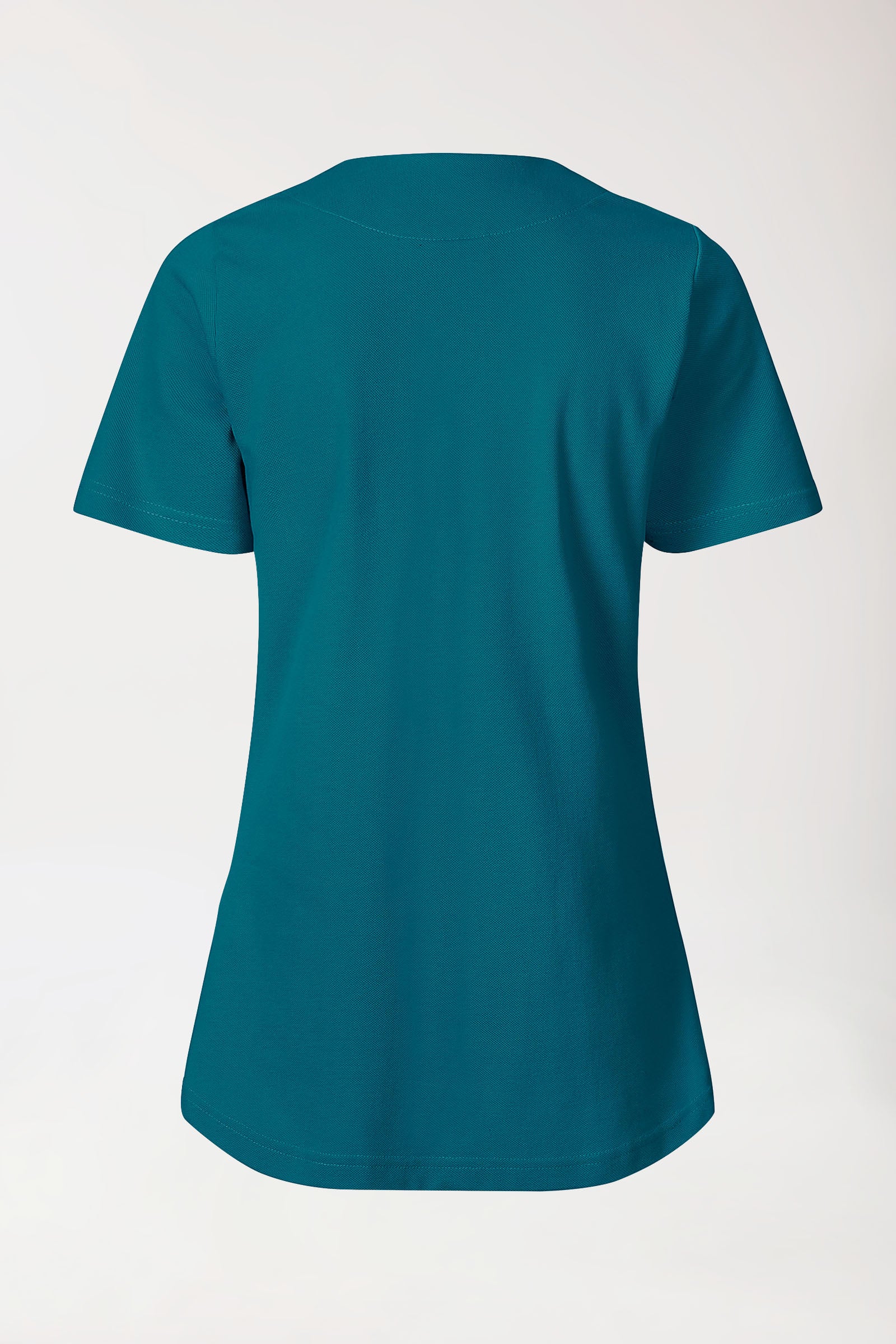 Piqué Longshirt Damen - diagonaler Ausschnitt petrol