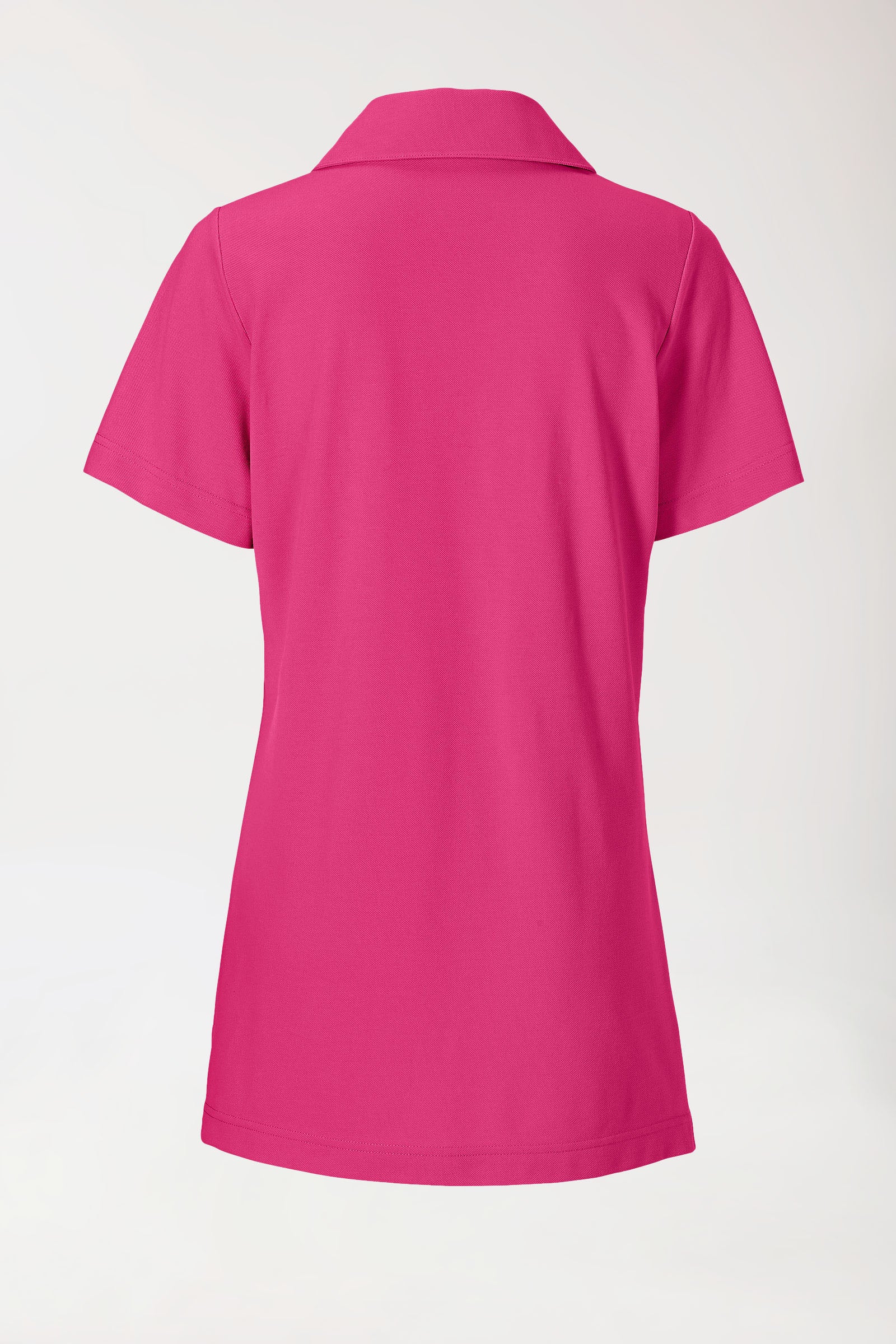 Piqué Longshirt Damen - mit Kragen pink