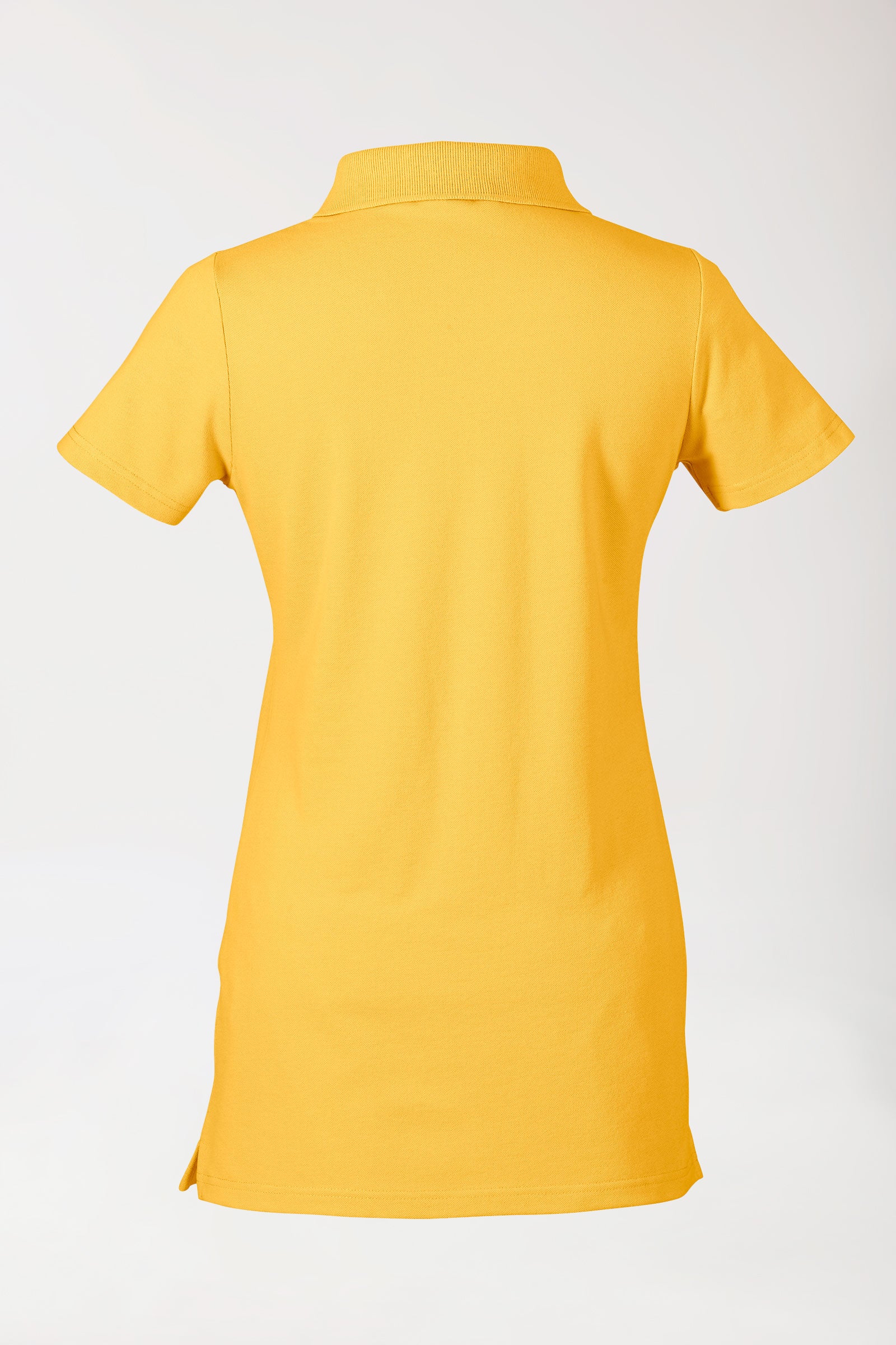 Stretch Longshirt Damen - Polokragen sonnengelb, Rückansicht