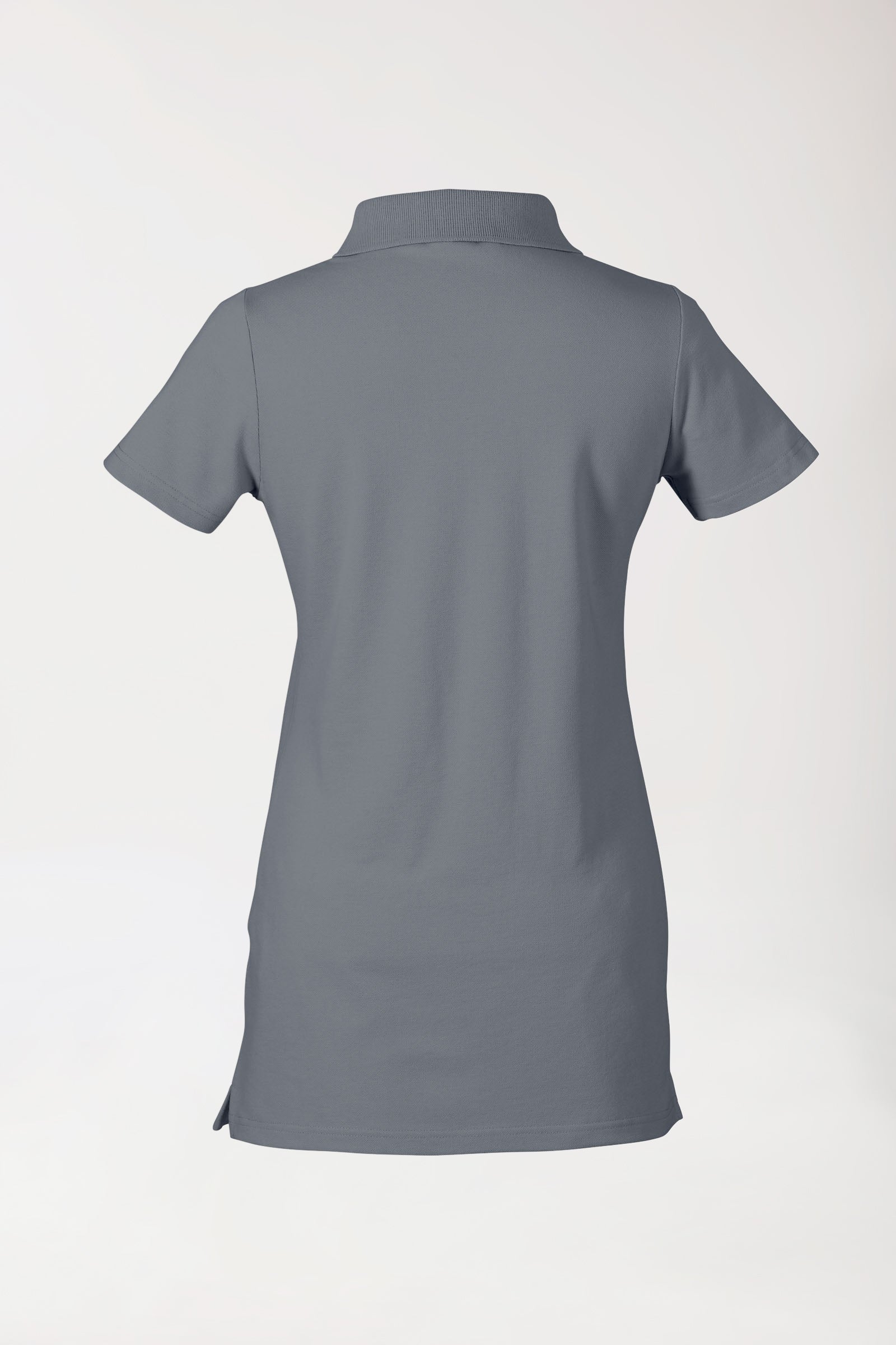 Stretch Longshirt Damen - Polokragen steingrau