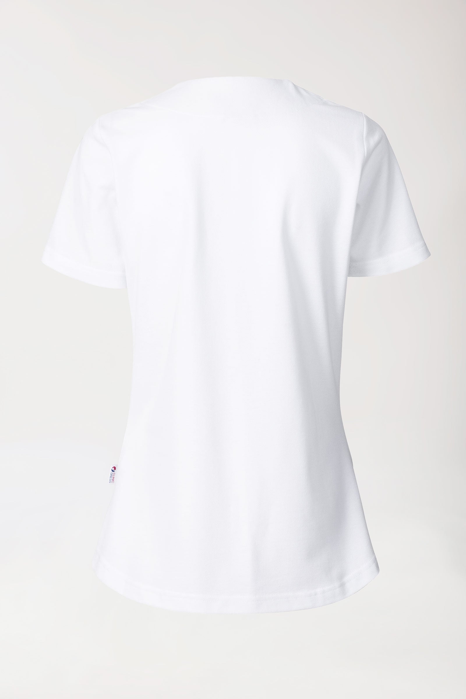 Piqué Longshirt Damen - diagonaler Ausschnitt weiß, Rückansicht