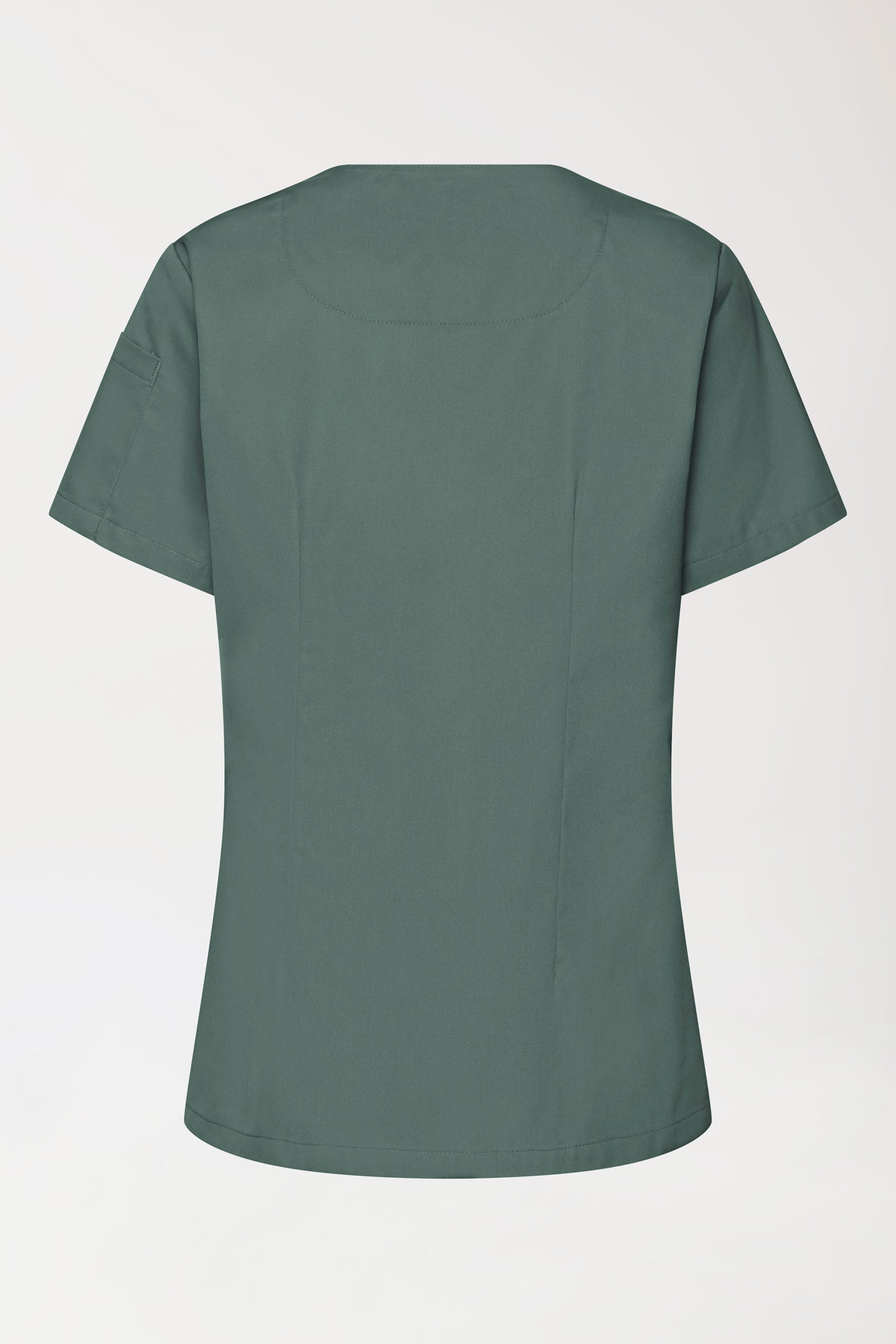 GREEN Stretch Schlupfkasack Damen - V-Ausschnitt dunkelgrün, Rückansicht