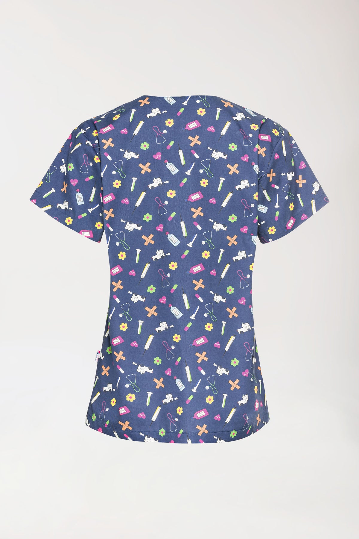 Leichter Schlupfkasack Damen - Alloverprint navy/bunt, Rückansicht