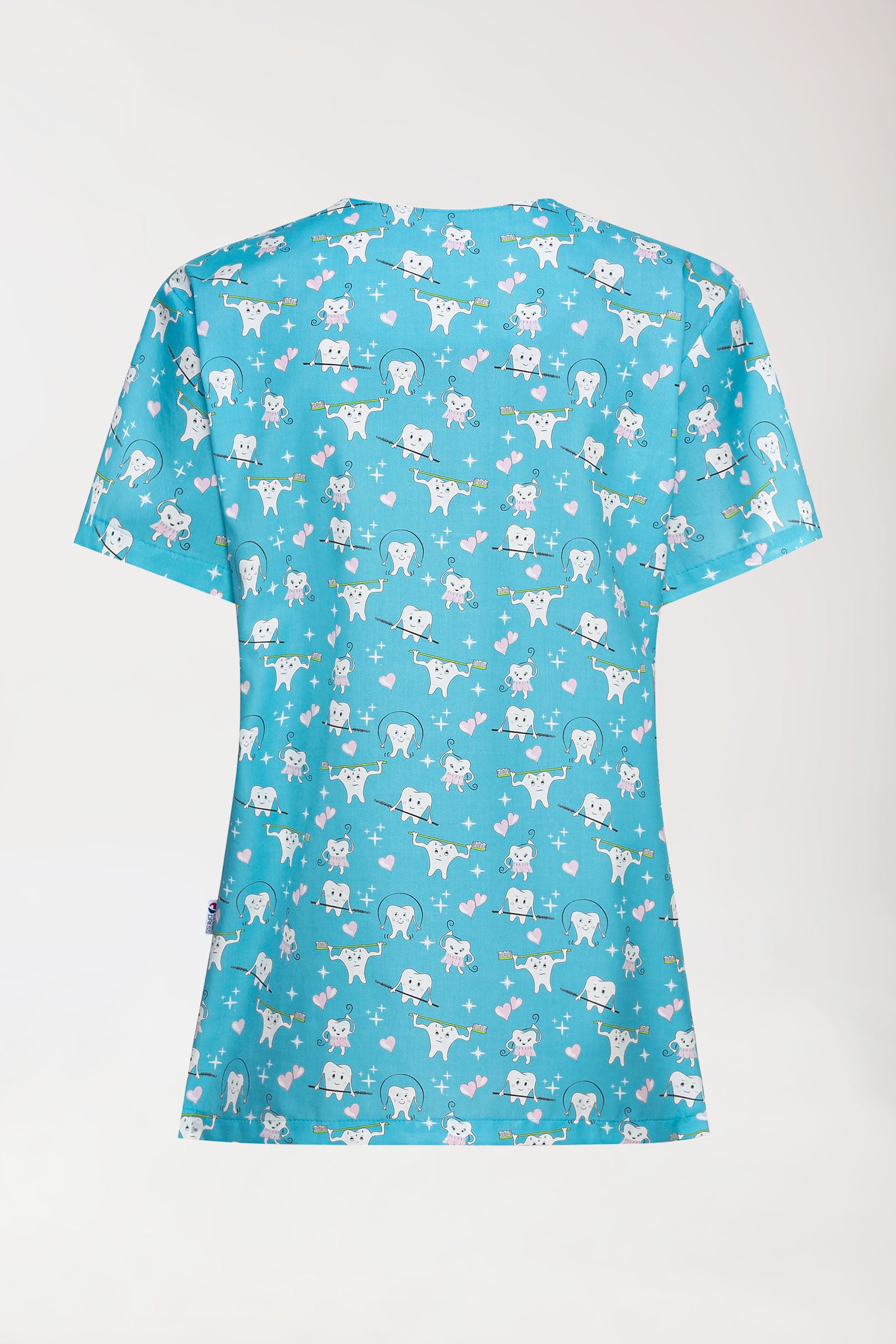 Leichter Schlupfkasack Damen - Alloverprint türkis/weiß/rosa, Rückansicht
