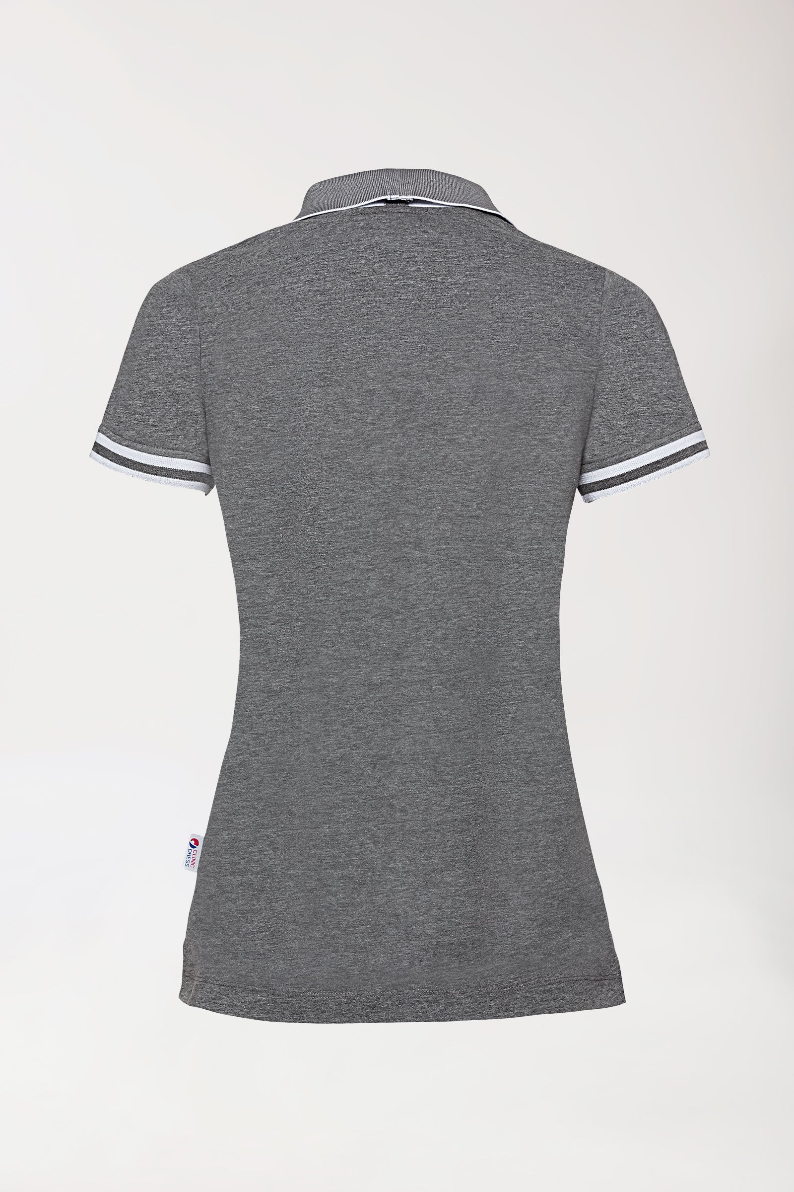 Stretch Shirt Damen - Polokragen dunkelgrau melange/weiß