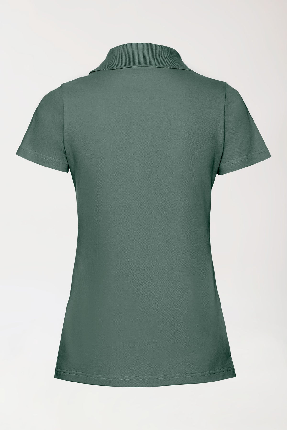 Stretch Shirt Damen - Polokragen dunkelgrün, Rückansicht