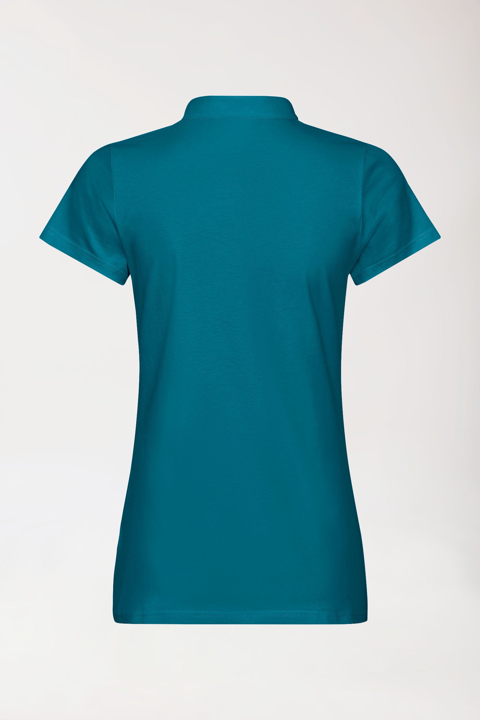 Stretch Shirt Damen - Stehkragen petrol, Rückansicht