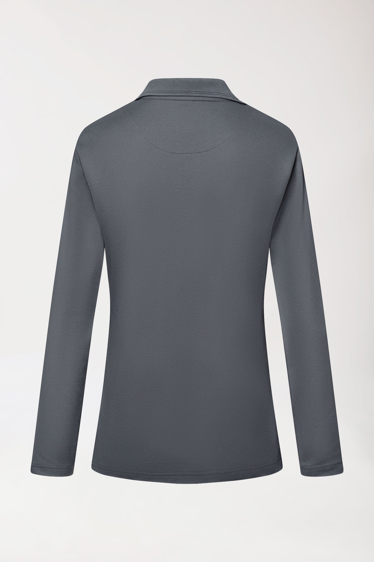 COMFY FLEX Stretch Longsleeve Damen - Polokragen steingrau, Rückansicht