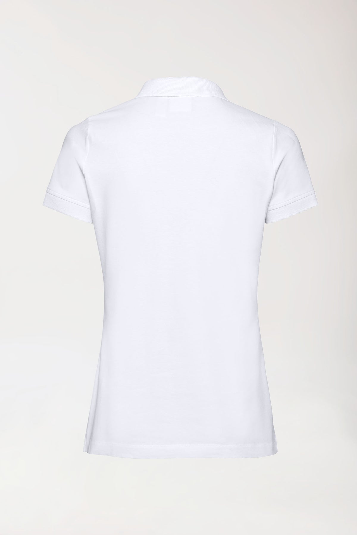 Stretch Shirt Damen - Polokragen - Knopfleiste weiß, Rückansicht