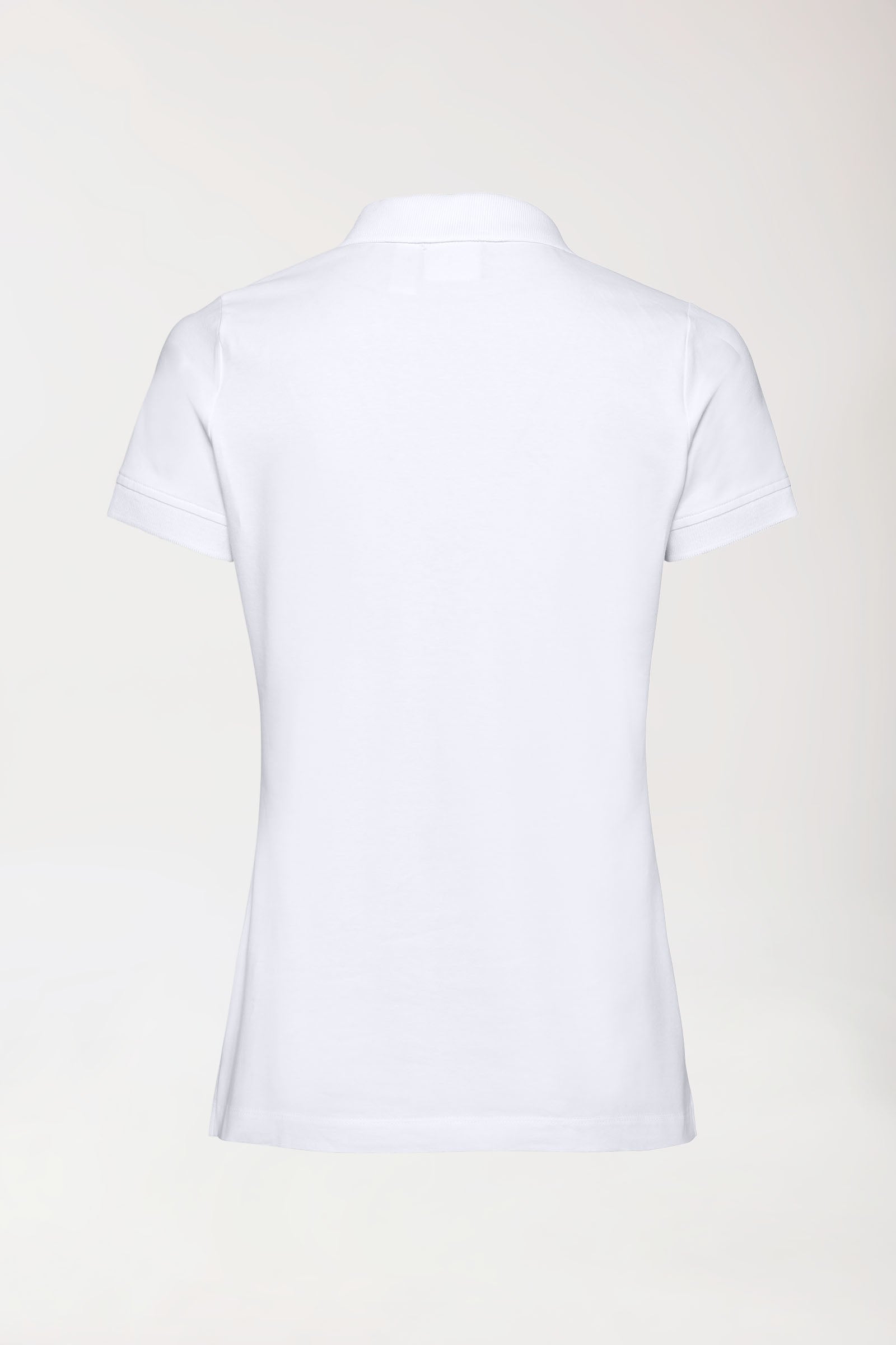 Stretch Shirt Damen - Polokragen - Knopfleiste weiß, Rückansicht