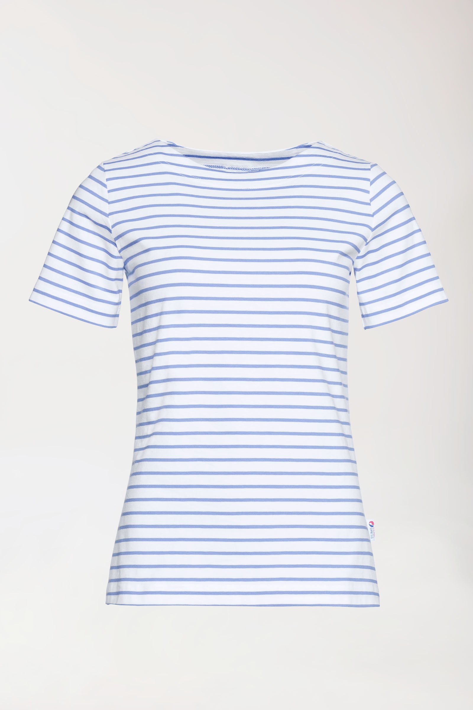 Shirt Damen - 1/2 Arm weiß/blau, Rückansicht