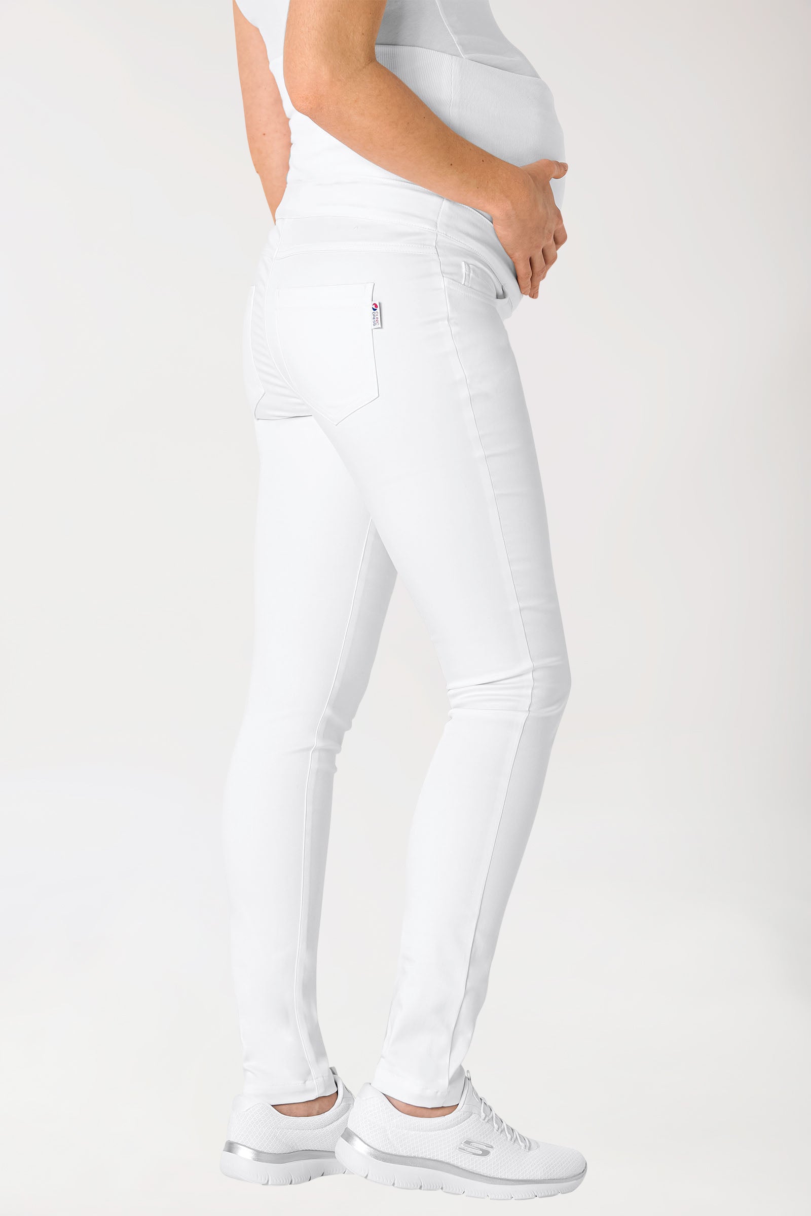 Comfort Stretch Umstandshose - elastischer Strickbund weiß, Rückansicht