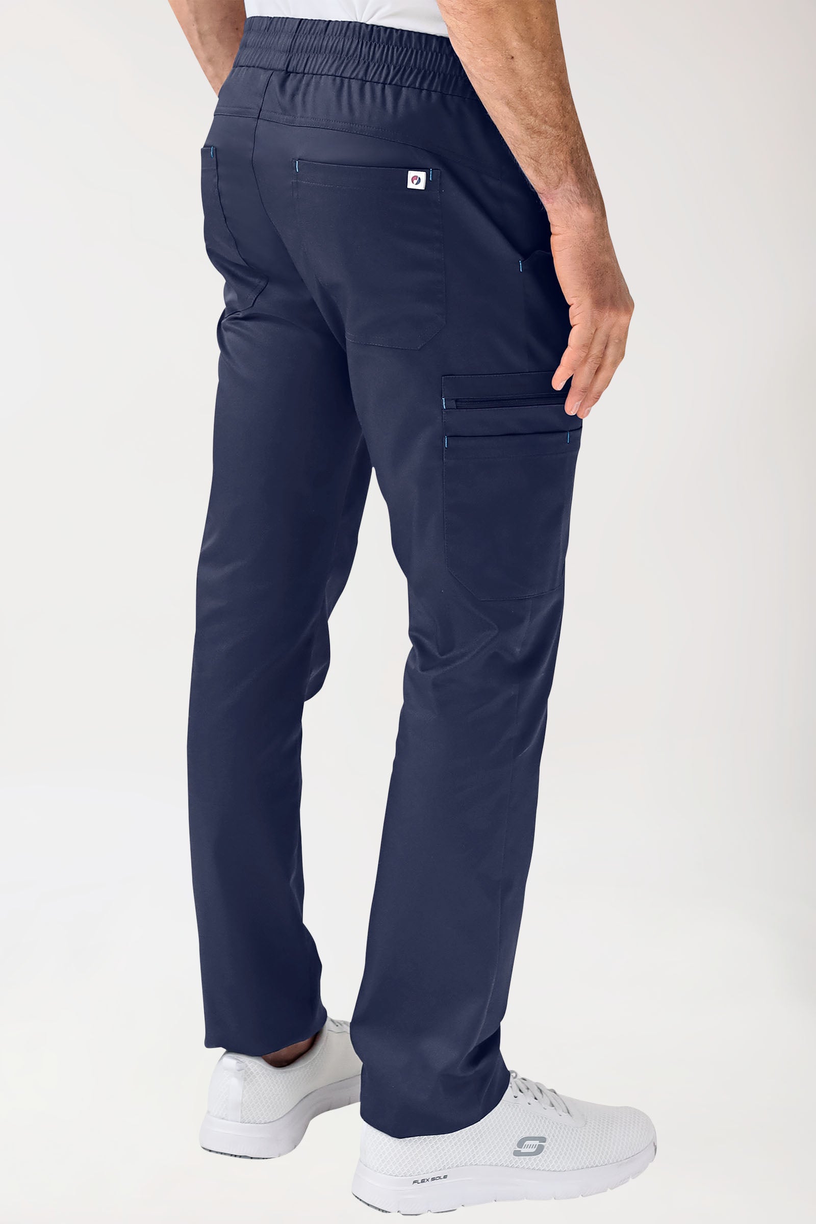 CLINIC STRETCH Hose Herren - gerader Saum navy/himmelblau, Rückansicht