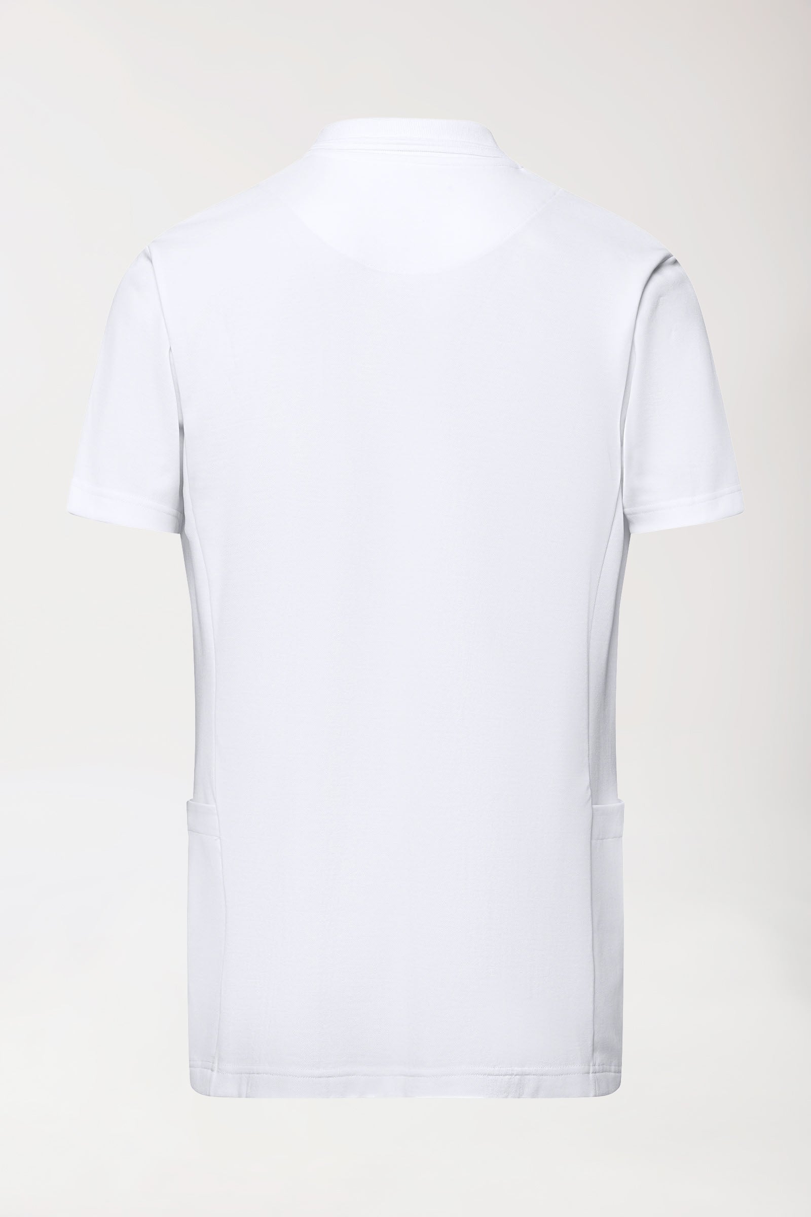 COMFY FLEX Stretch Schlupfkasack Herren - Polokragen weiß, Rückansicht