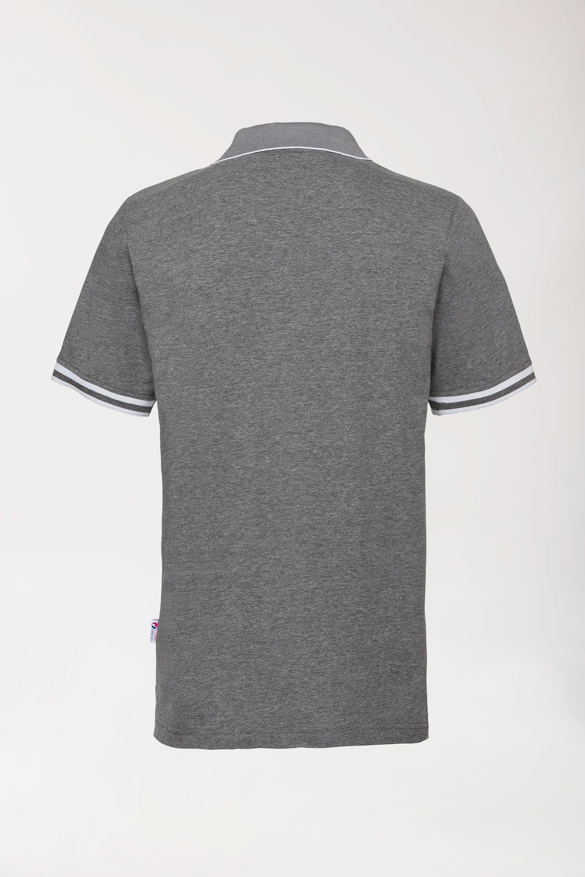 Stretch Shirt Herren - Polokragen - Kontrastknopfleiste - dunkelgrau melange/weiß, Rückansicht