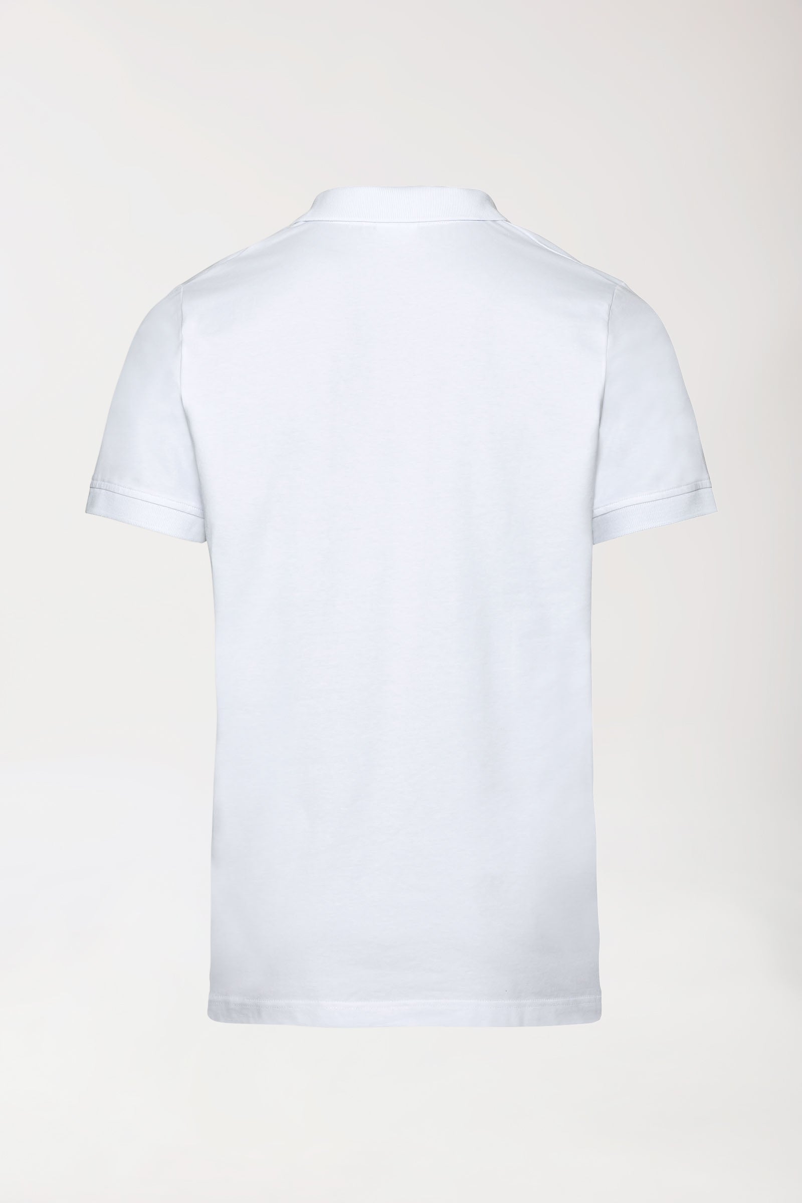 Stretch Shirt Herren - Polokragen - Knopfleiste weiß, Rückansicht