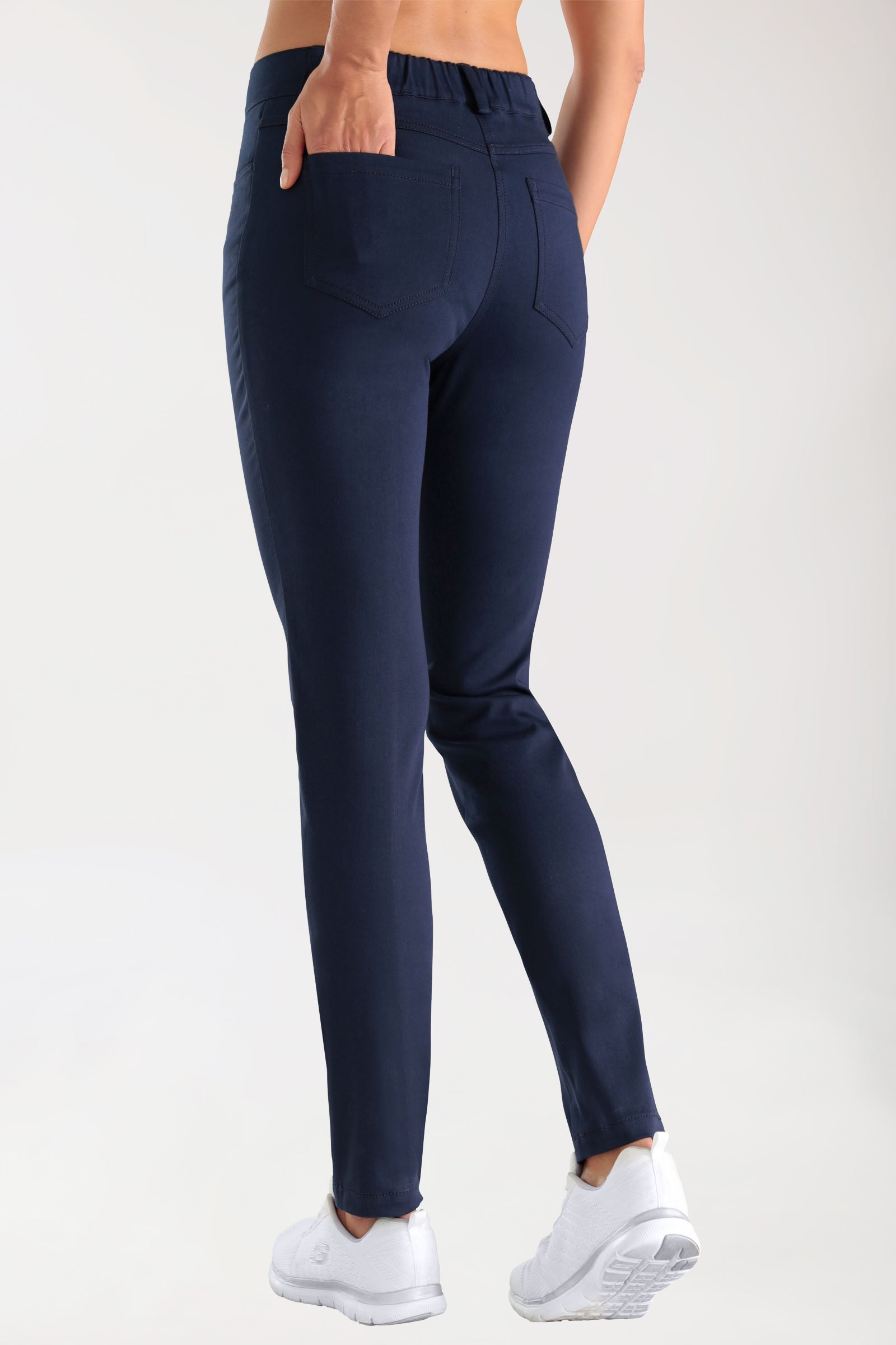 Stretch 5-Pocket Hose Damen - schlankes Bein navy