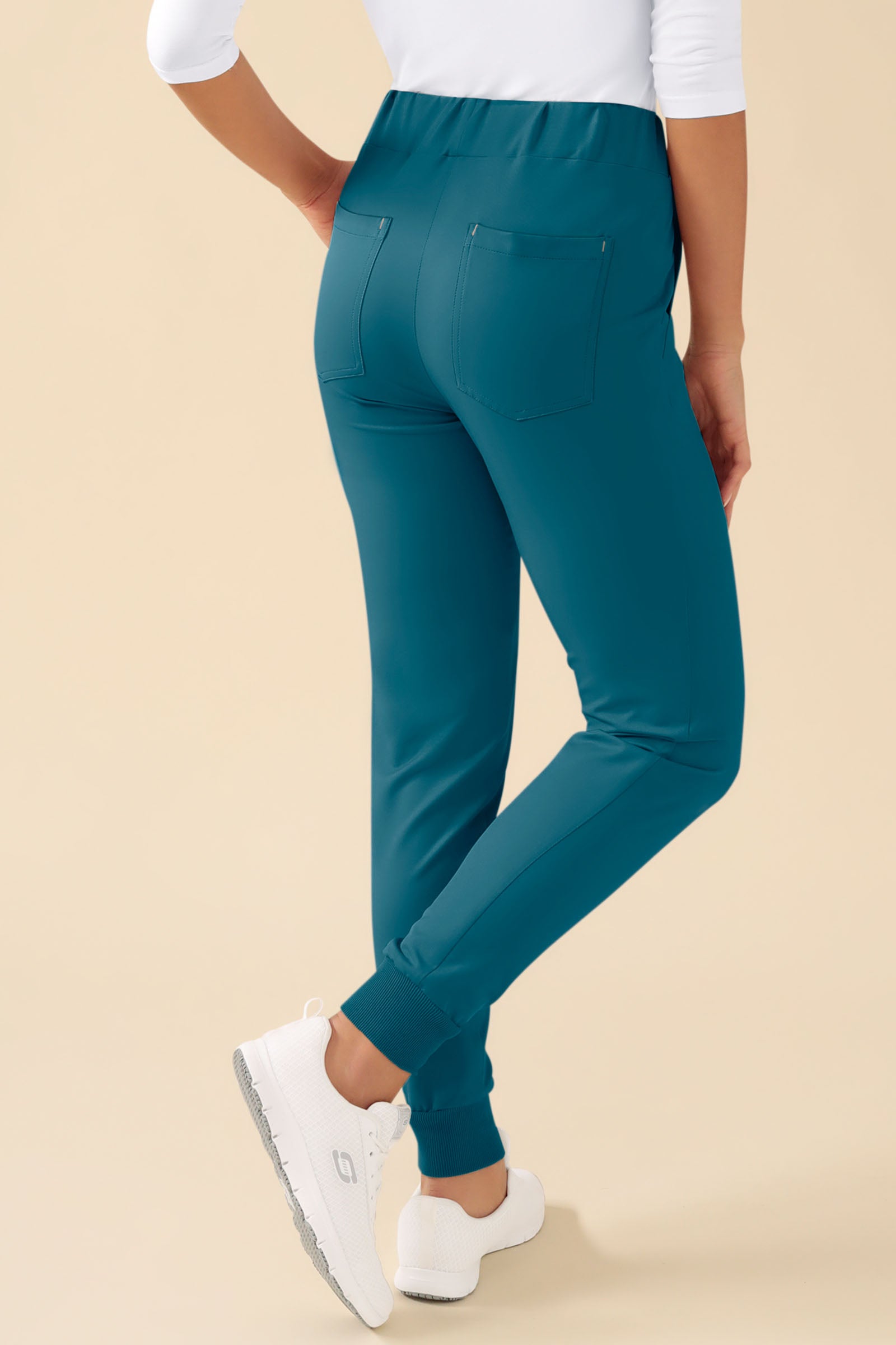KAERE Hose Damen - Saumbündchen ohne Beintaschen petrol, Rückansicht