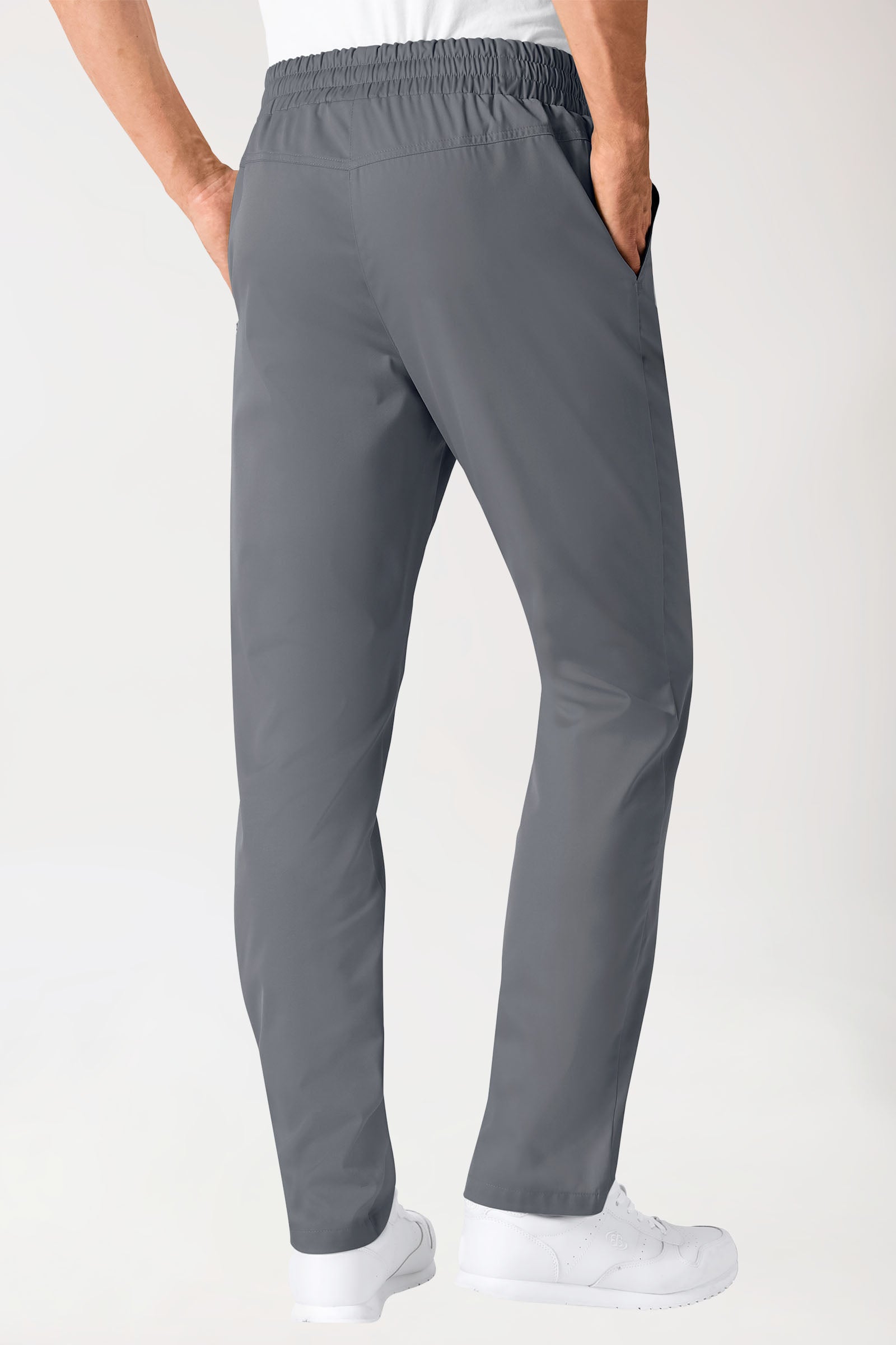 Hose Unisex - hoher Bund steingrau, Rückansicht