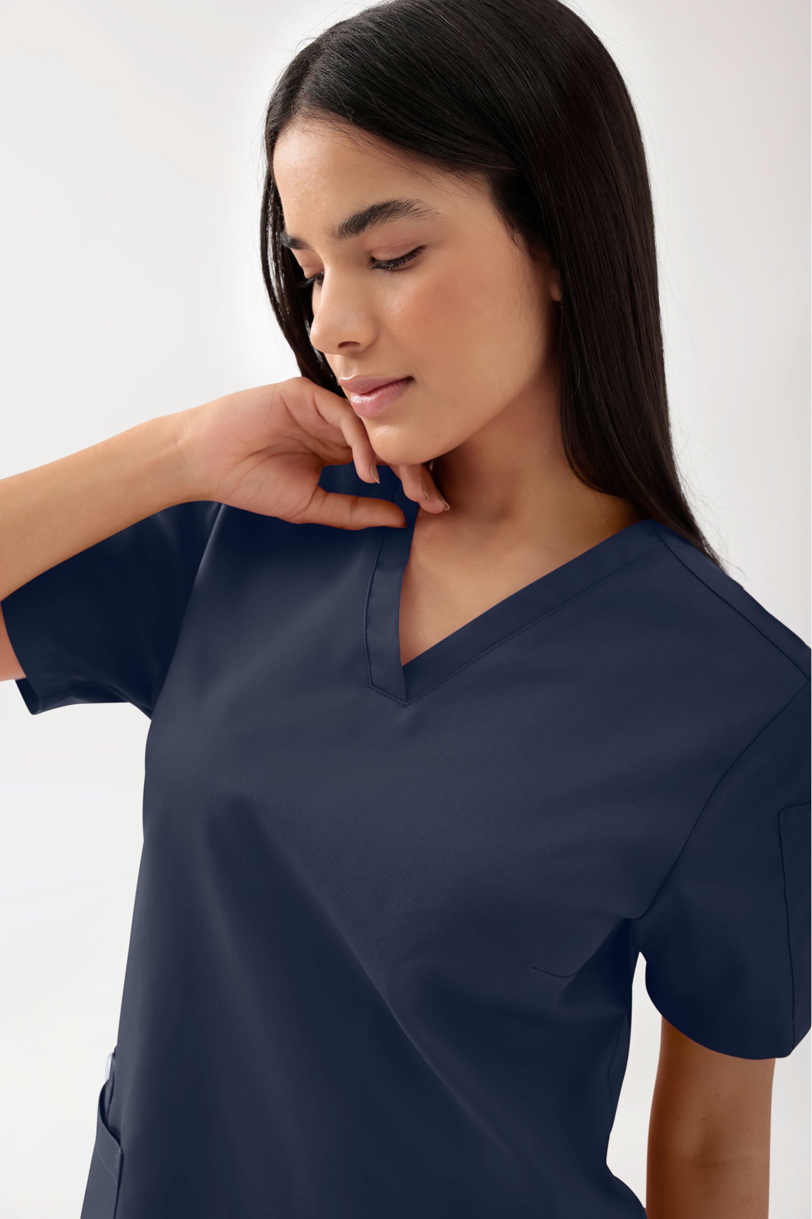 GREEN Stretch Schlupfkasack Damen - V-Ausschnitt navy