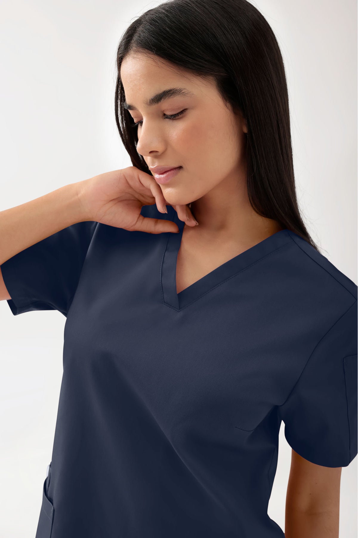 GREEN Stretch Schlupfkasack Damen - V-Ausschnitt navy