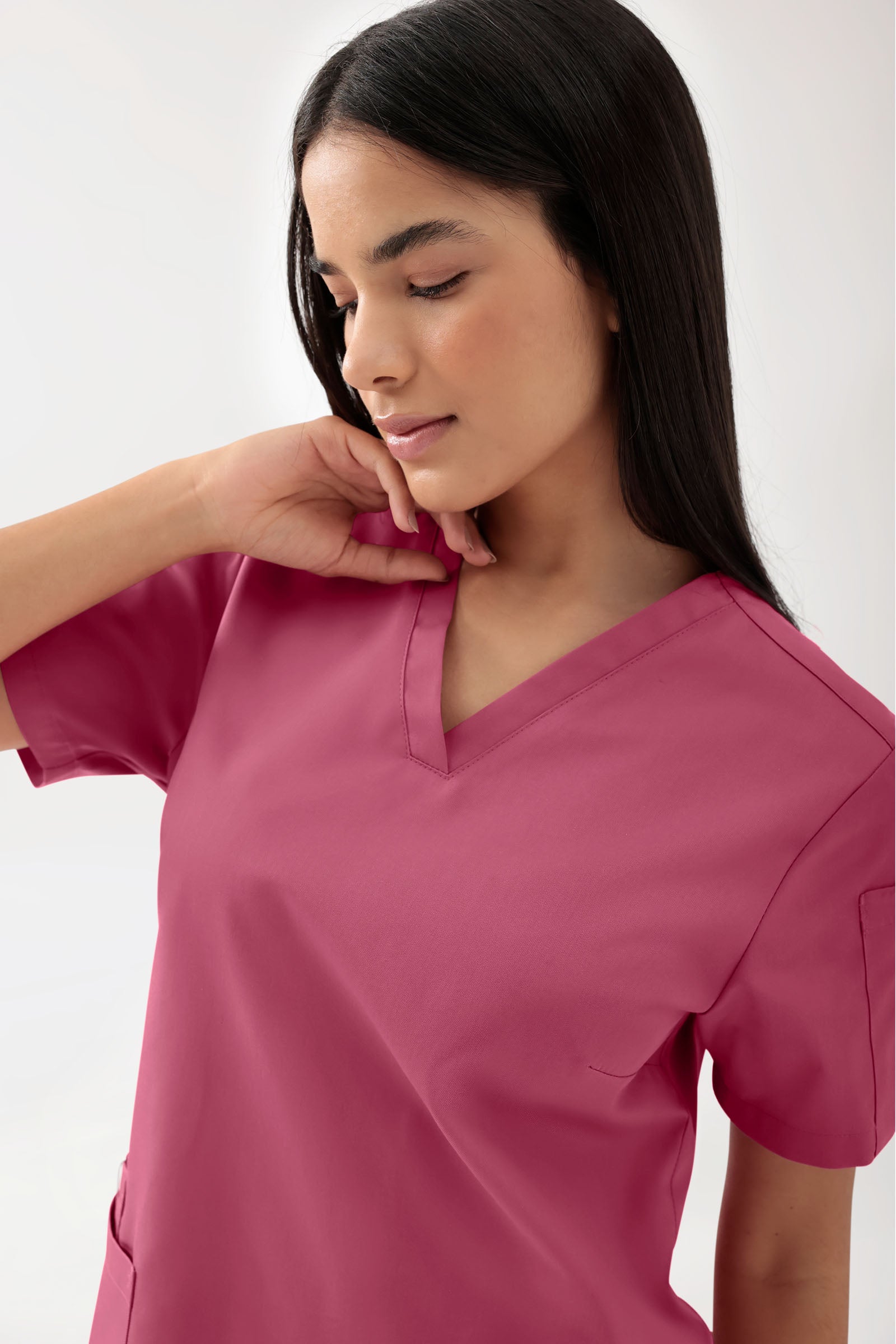 GREEN Stretch Schlupfkasack Damen - V-Ausschnitt rosenholz