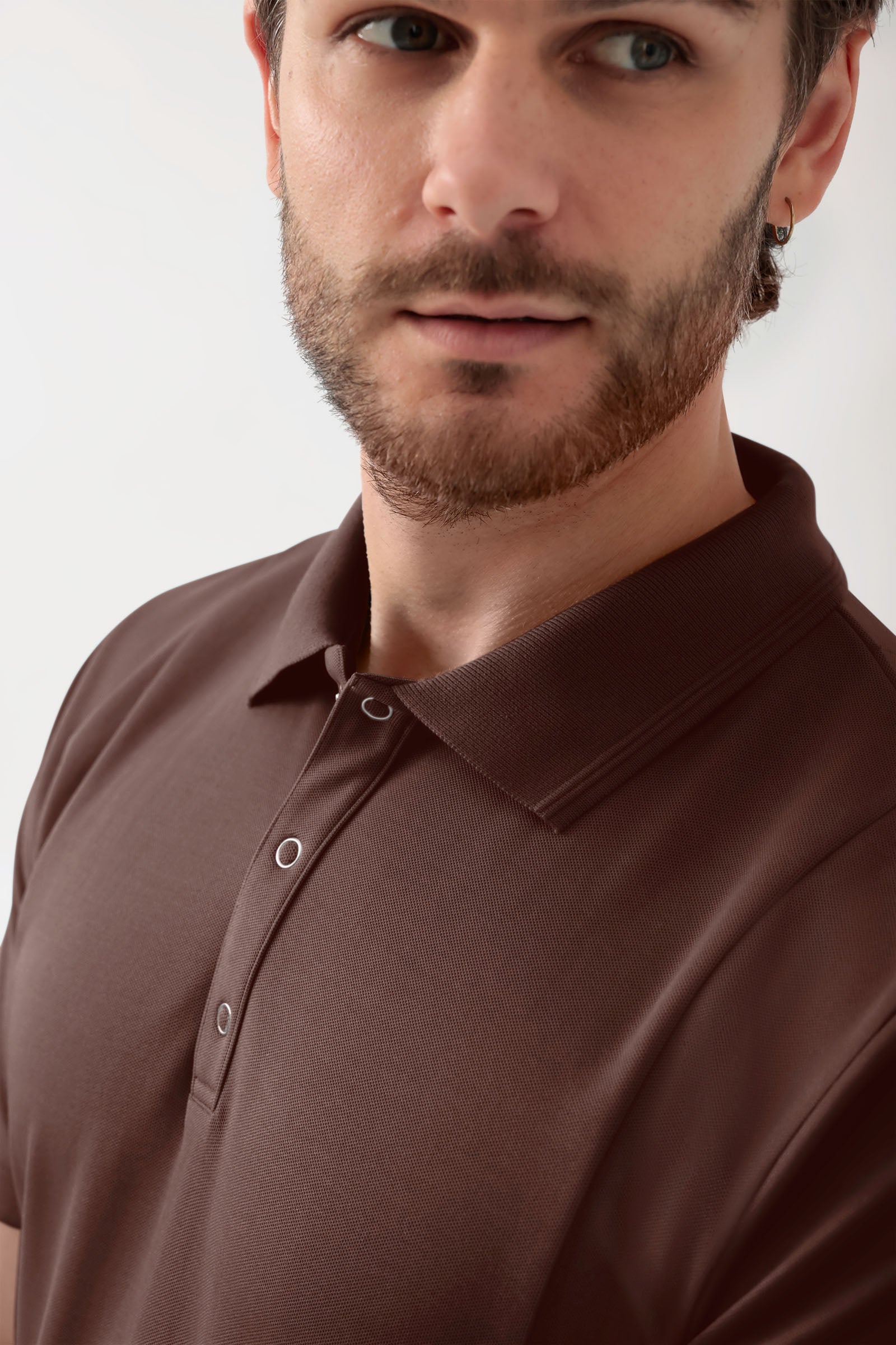 COMFY FLEX Stretch Schlupfkasack Herren - Polokragen coffee