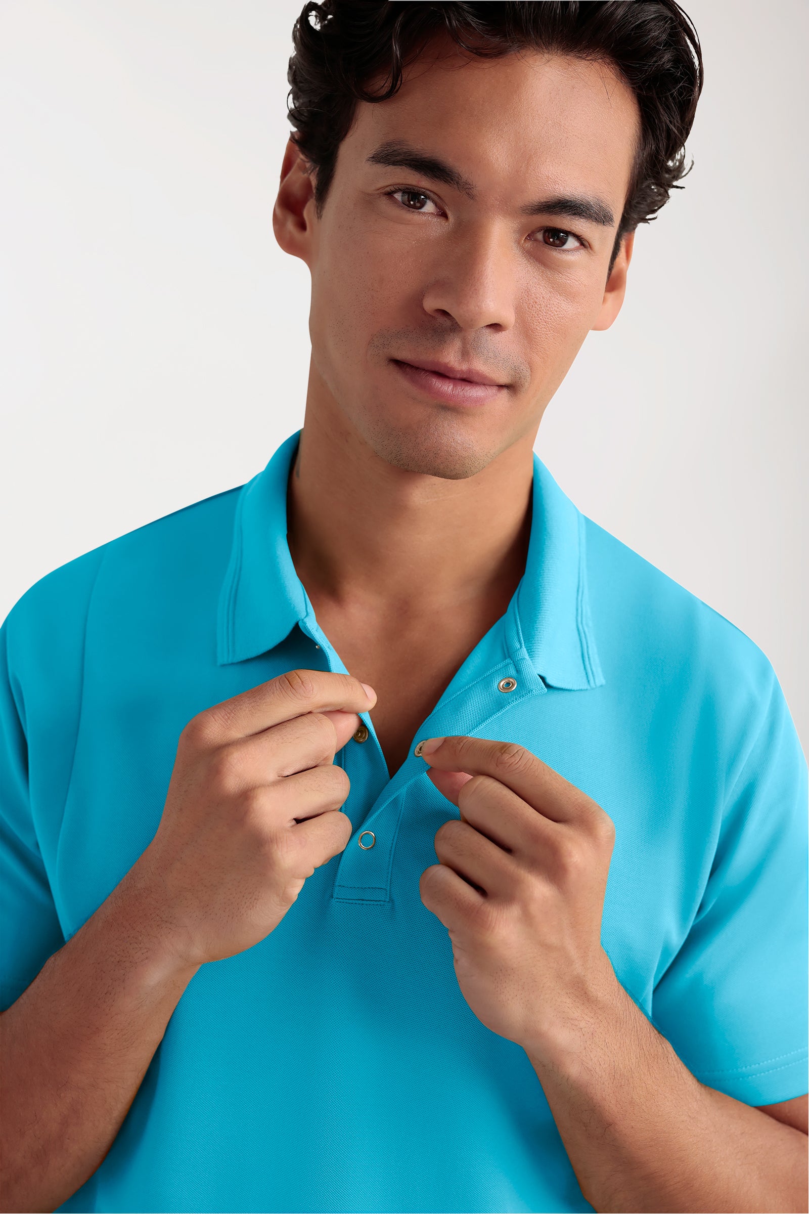 COMFY FLEX Stretch Schlupfkasack Herren - Polokragen türkis